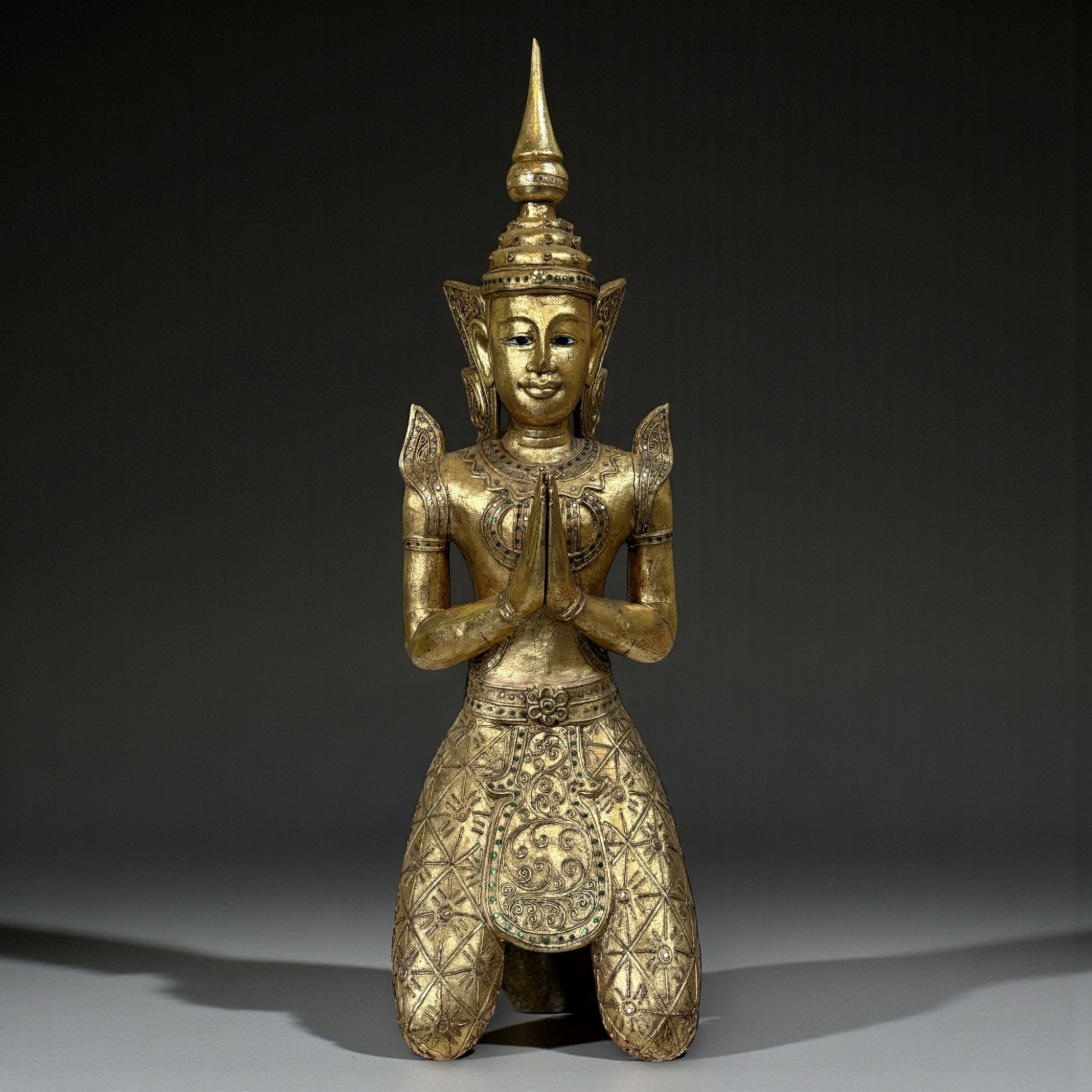 Thailändischer Tempelwächter Teppanom Holz Skulptur 94 cm