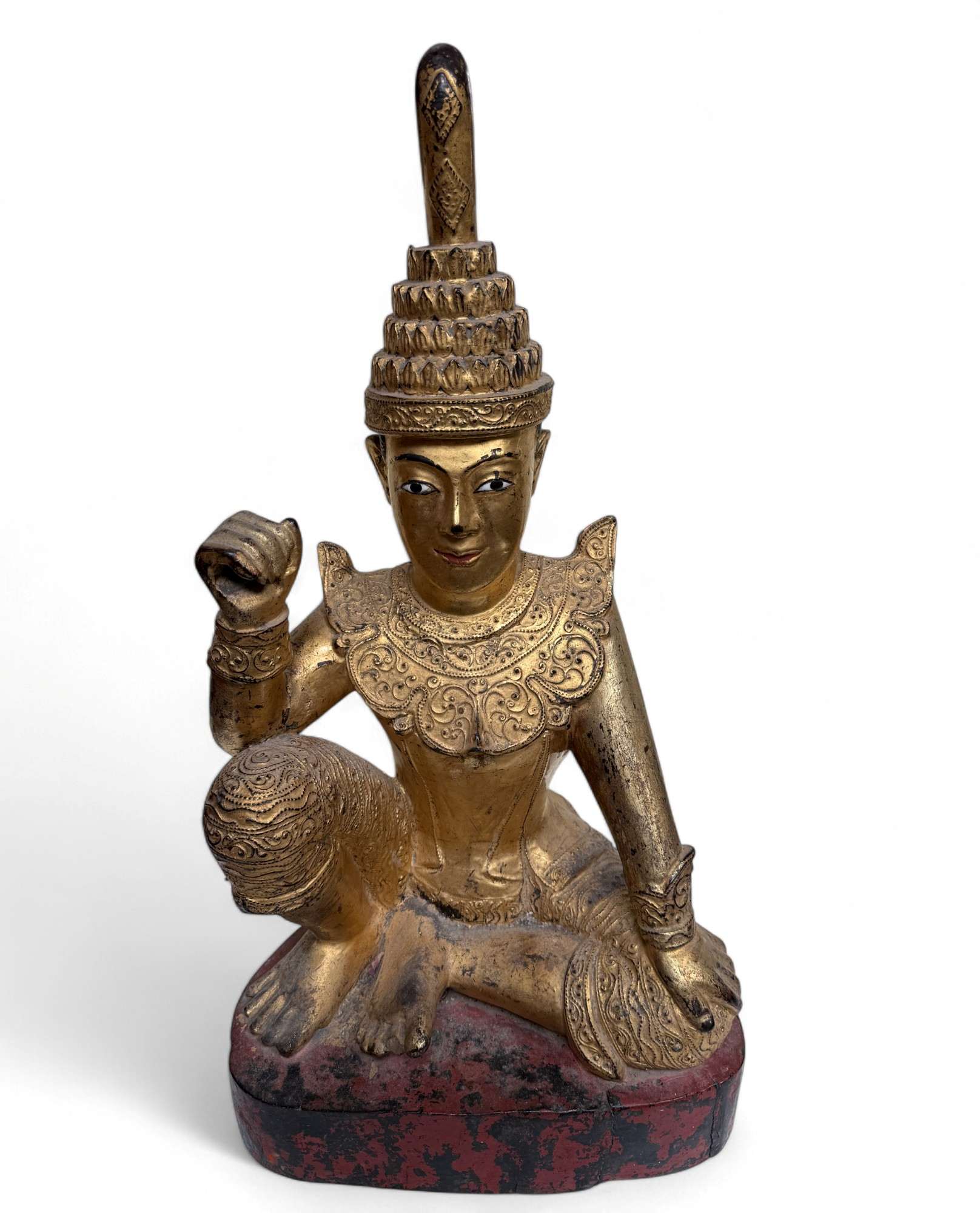 Alte Nat Skulptur aus Birma mit Teilvergoldung - 58 cm groß