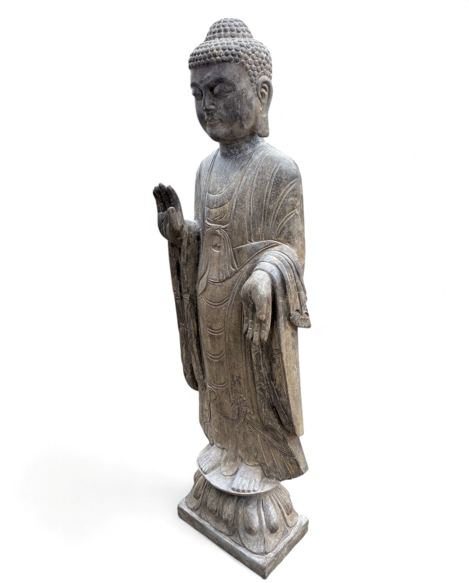 Garten Buddha Statue stehende Skulptur Schutz Geste 120 cm groß