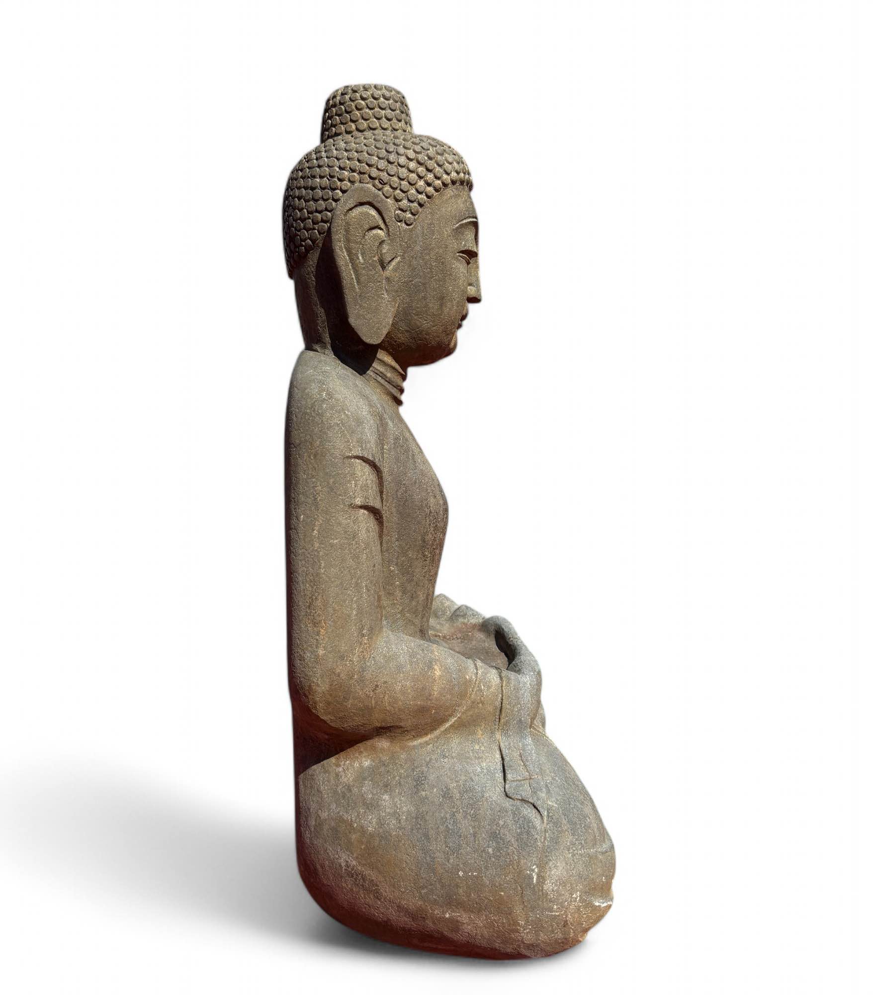 Garten Buddha Statue Naturstein Figur Meditations Geste