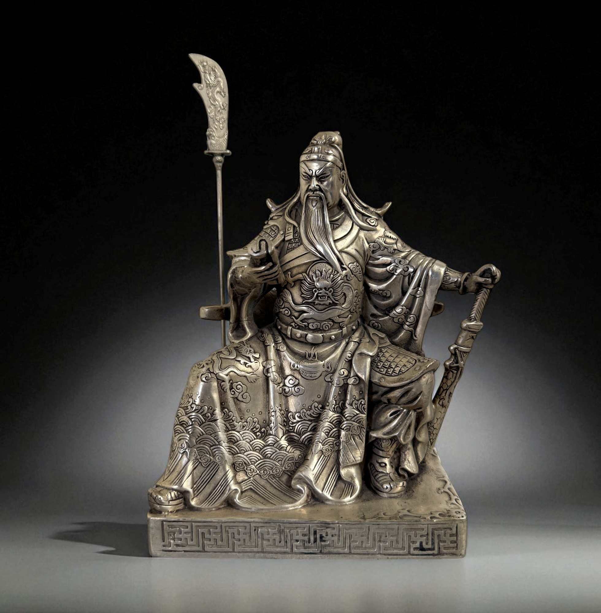 China Krieger General Guan Yu - Kwan Kong Bronze Figur