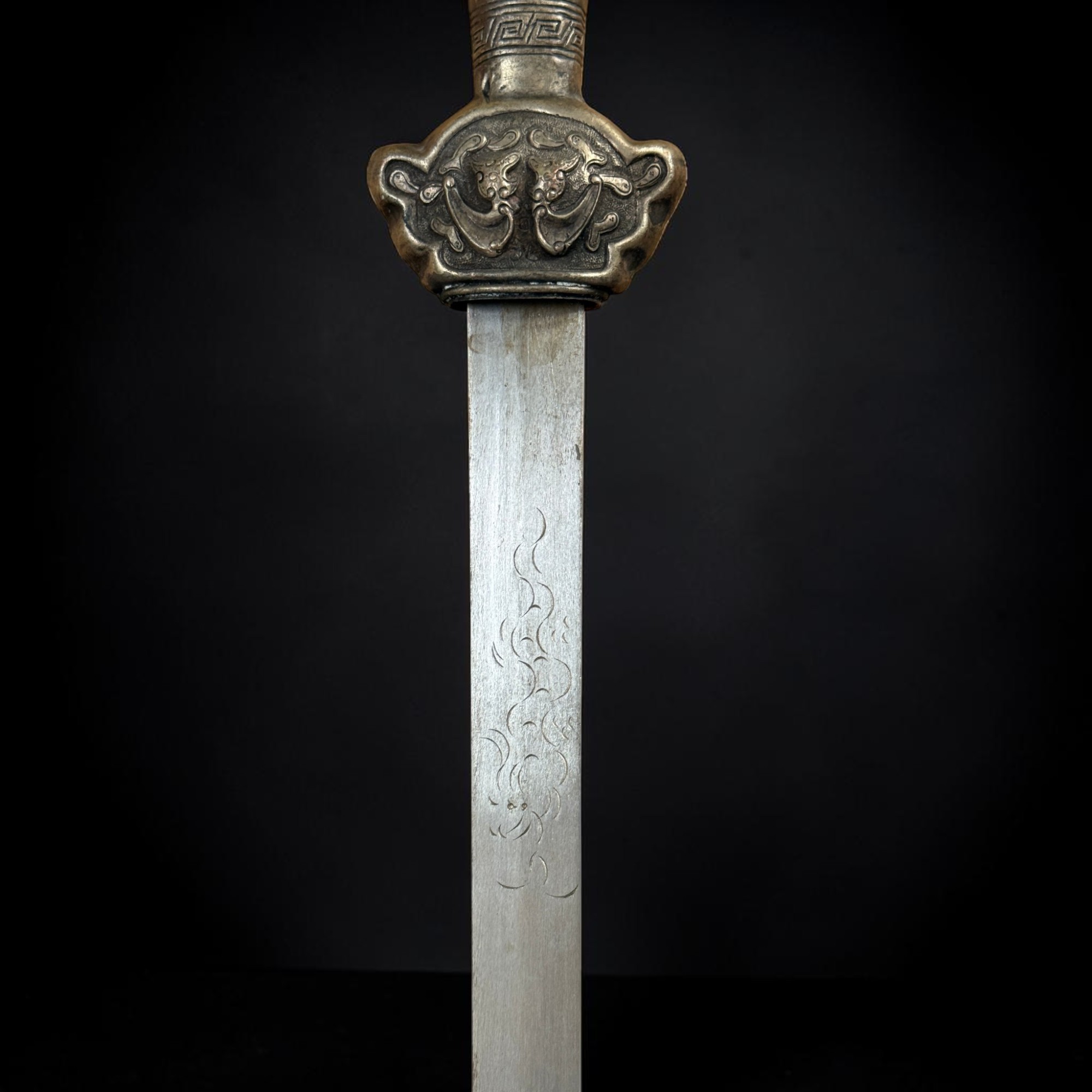 Altes chinesisches Schwert Jian aus Eisen & Metall 100cm