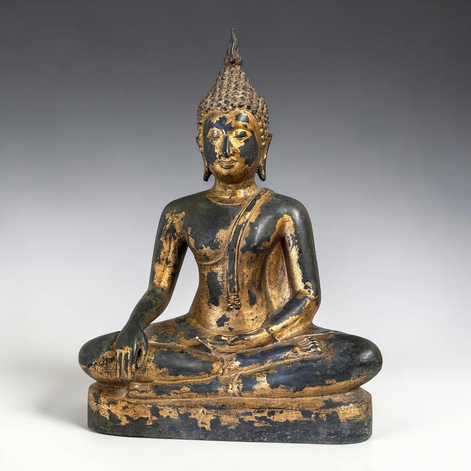 Bronze Buddha Thailand 59cm Sukhothai Stil massiv 18,5kg Vergoldet Sammlerstück