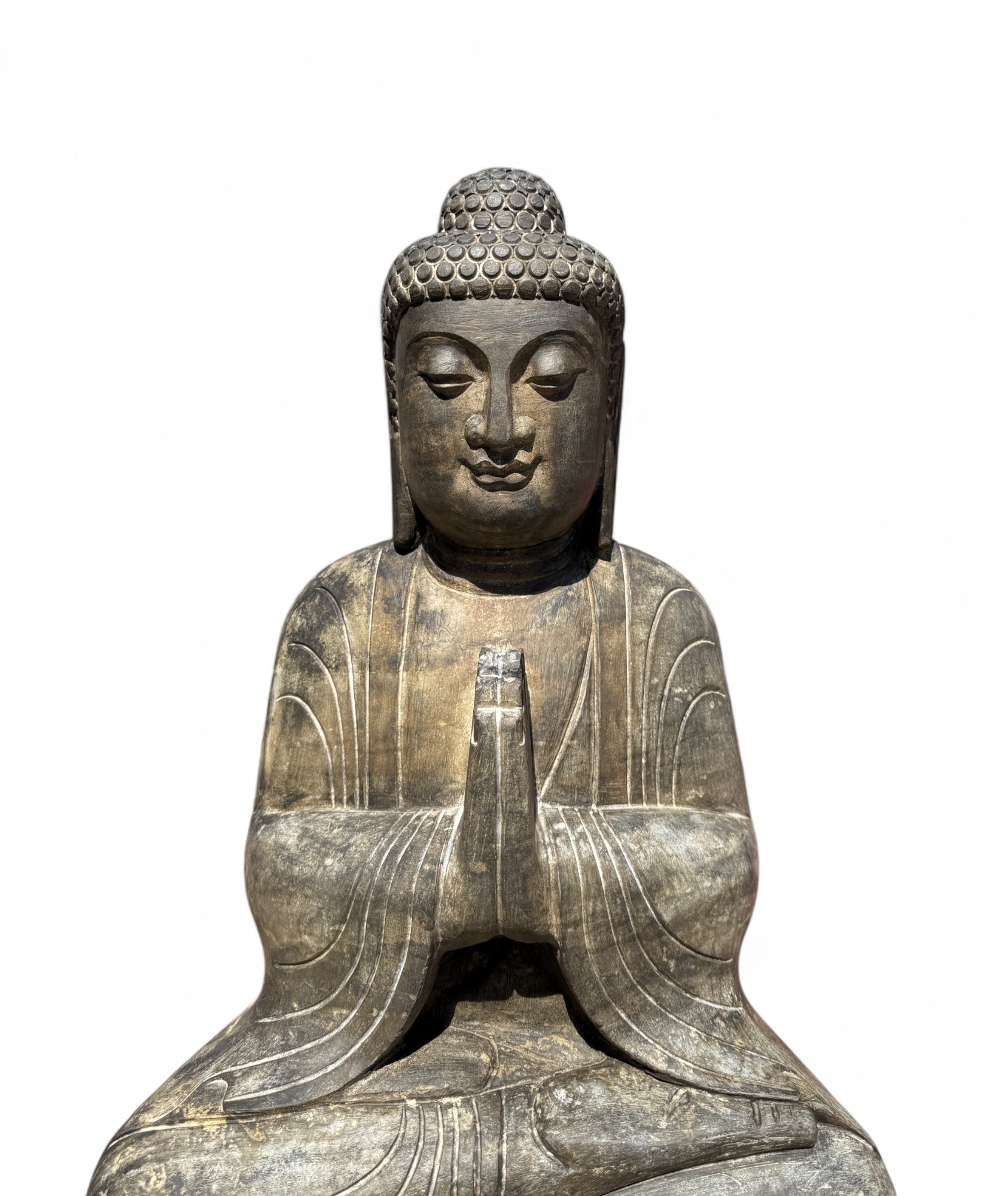 Buddha Garten Statue Naturstein Namaskar Mudra 81cm