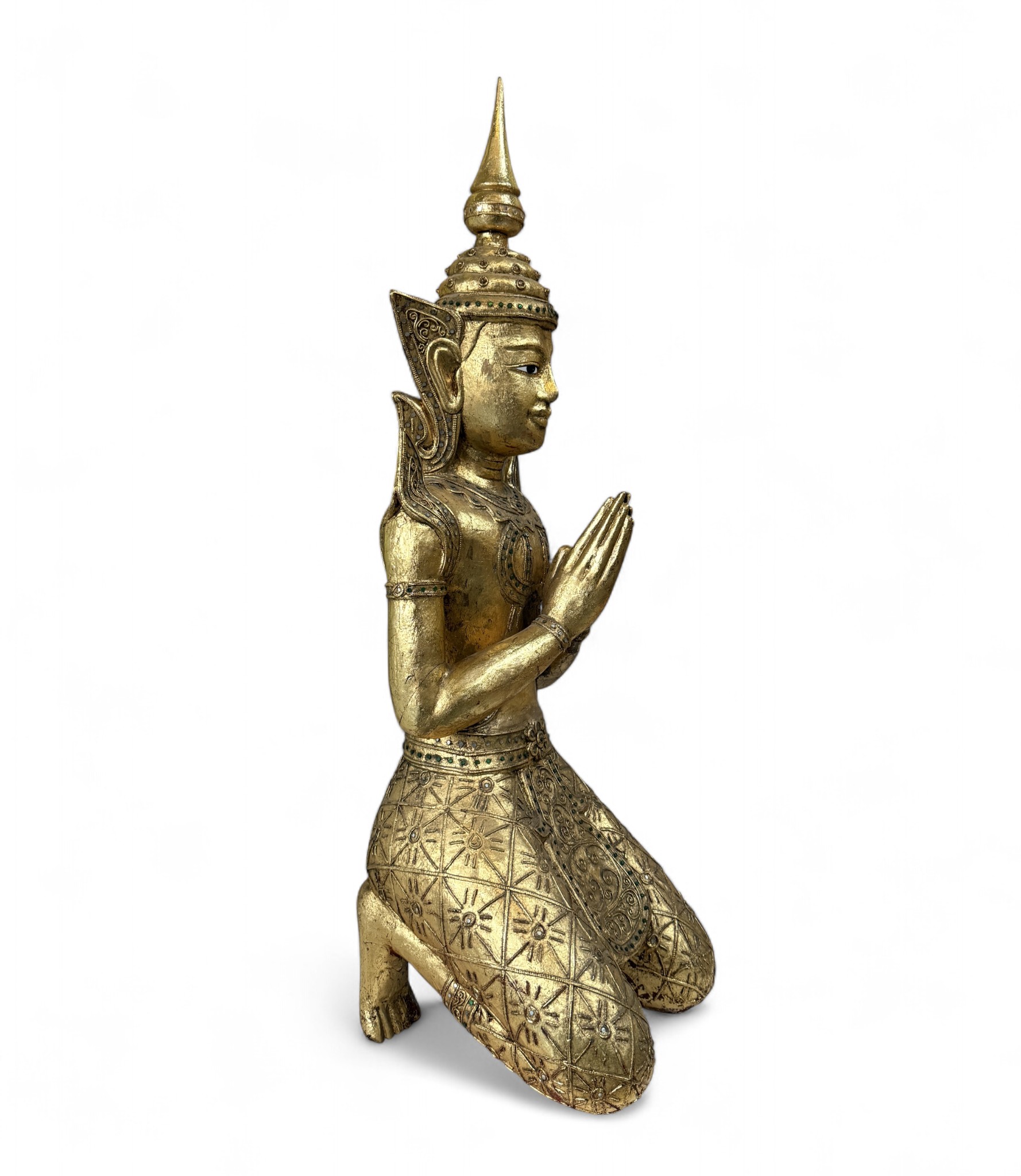 Thailändischer Tempelwächter Teppanom Holz Skulptur 94 cm