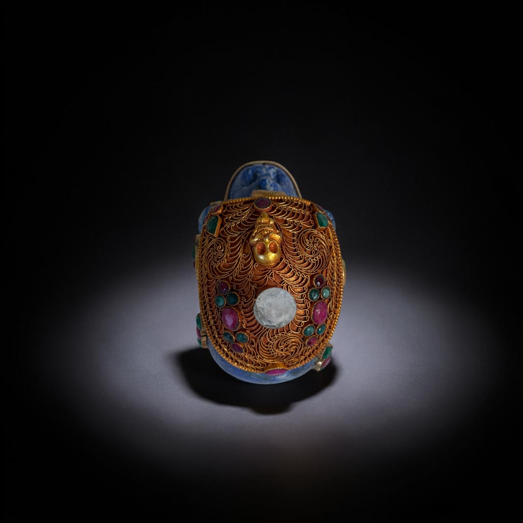 Lapis Lazuli Skull Totenkopf mit Edelsteinen Nepal - 10 cm