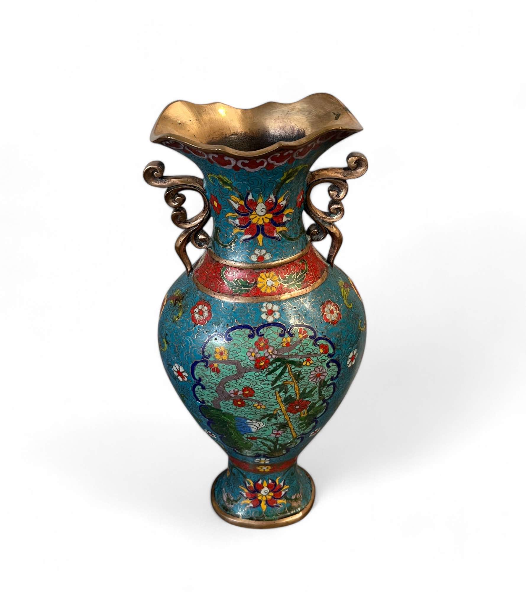 China Cloisonne Vase Bronze mit Markung