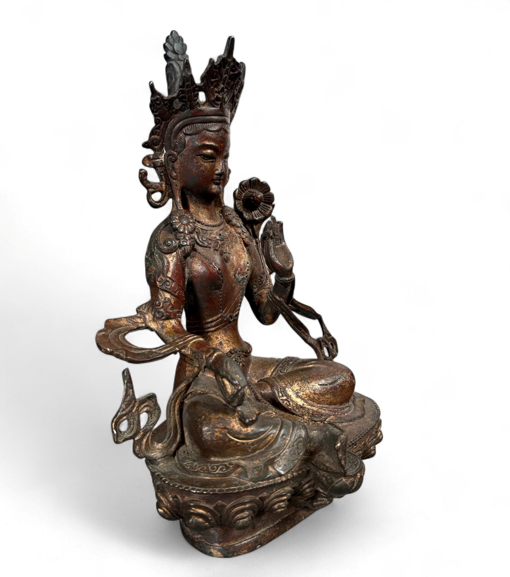 Grüne Tara Buddha Figur aus Bronze 27,5 cm