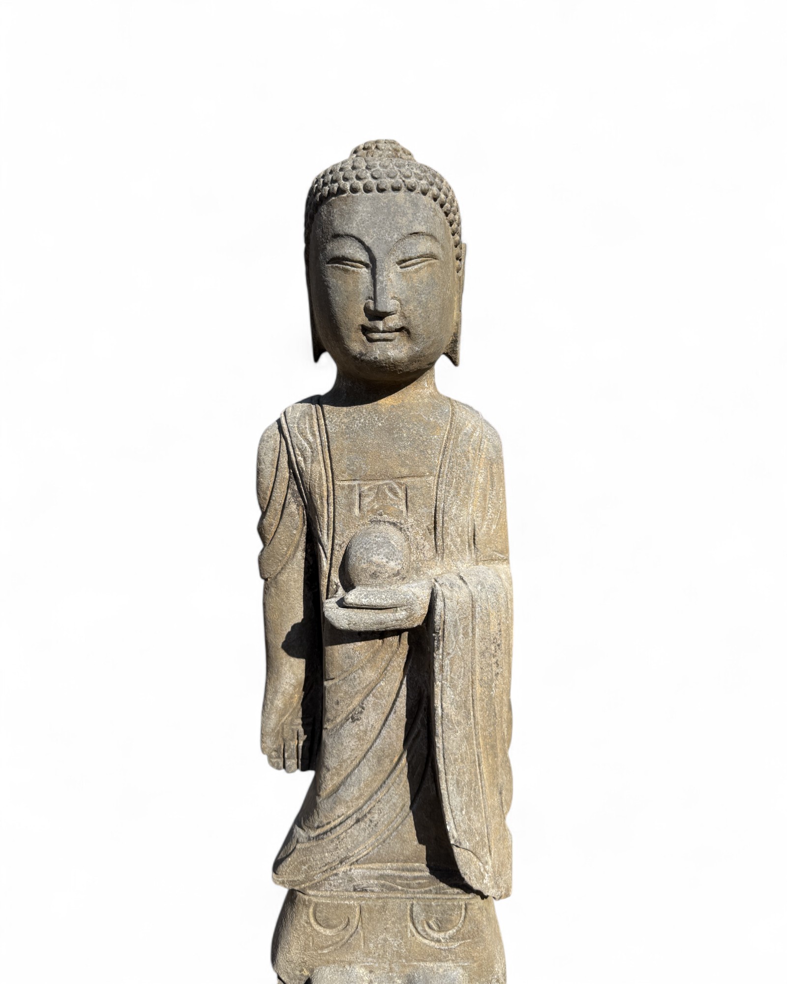 Garten Buddha Statue Naturstein Figur Wunschgewährungs Geste