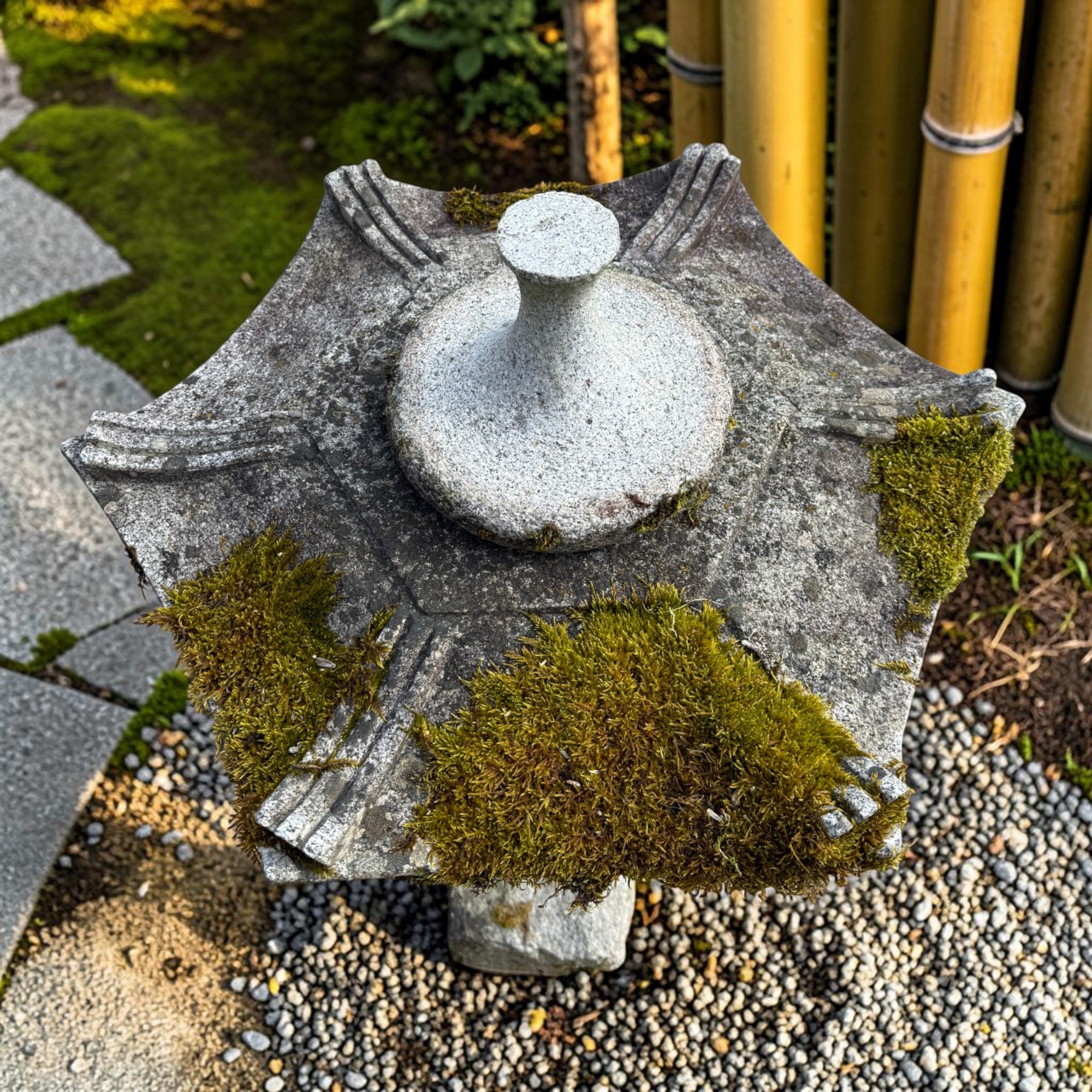 Alte Japanische Rankei Steinlaterne Granit 125cm - Bemoost & Frostfest - 154kg