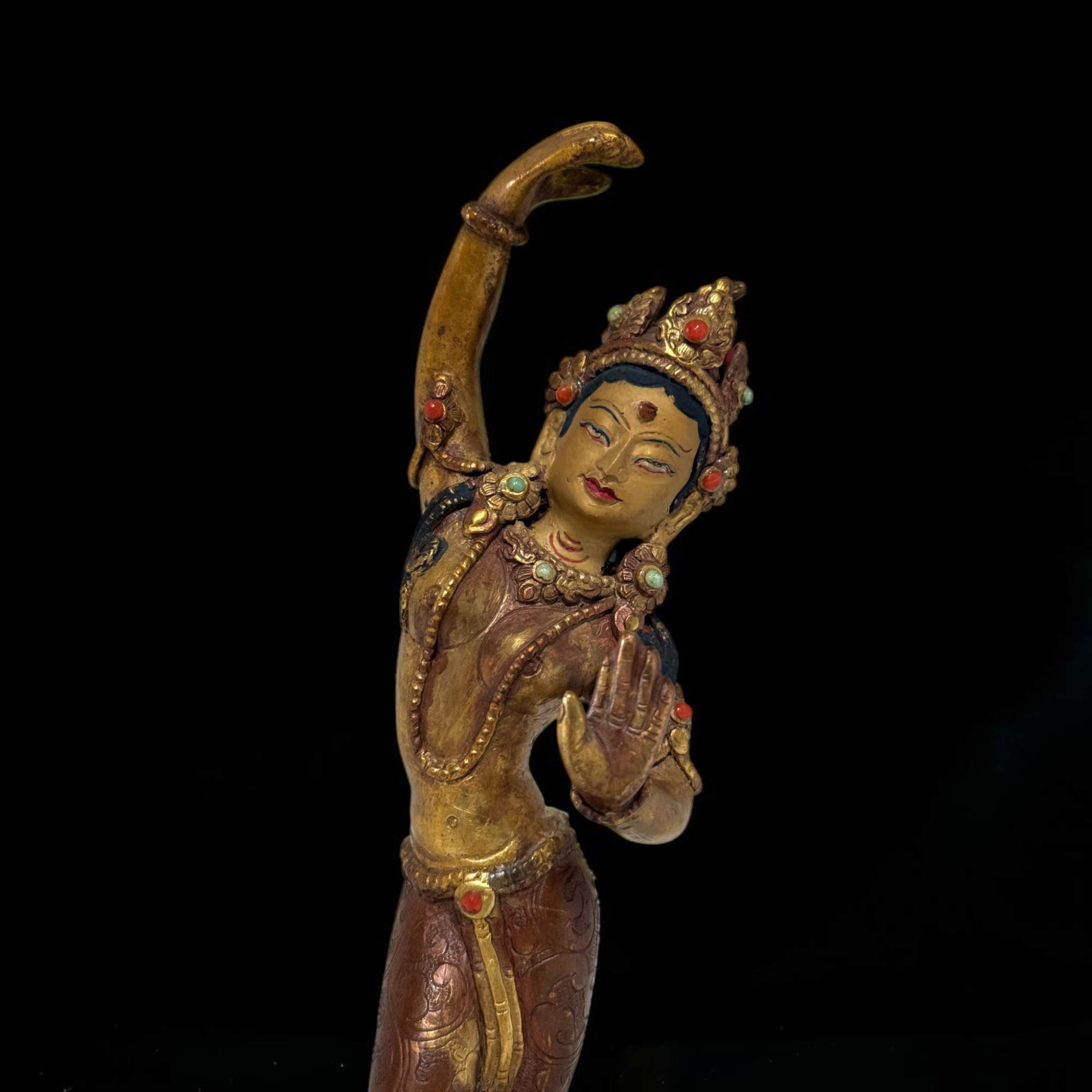 Mayadevi Figur Bronze feuervergoldet Nepal Buddha Mutter Skulptur