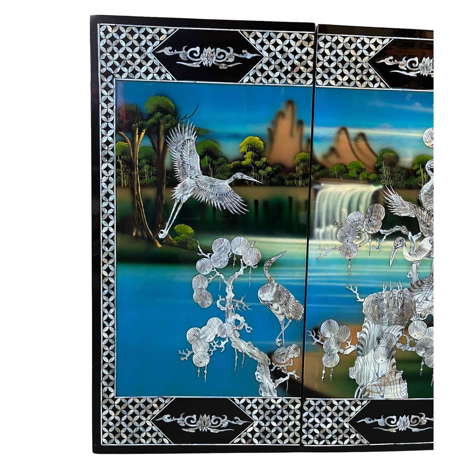 Asiatisches Wandbild Holz Lackbild Perlmutt Wanddeko Asiatisches Wandbild Holz Lackbild Perlmutt Wanddeko