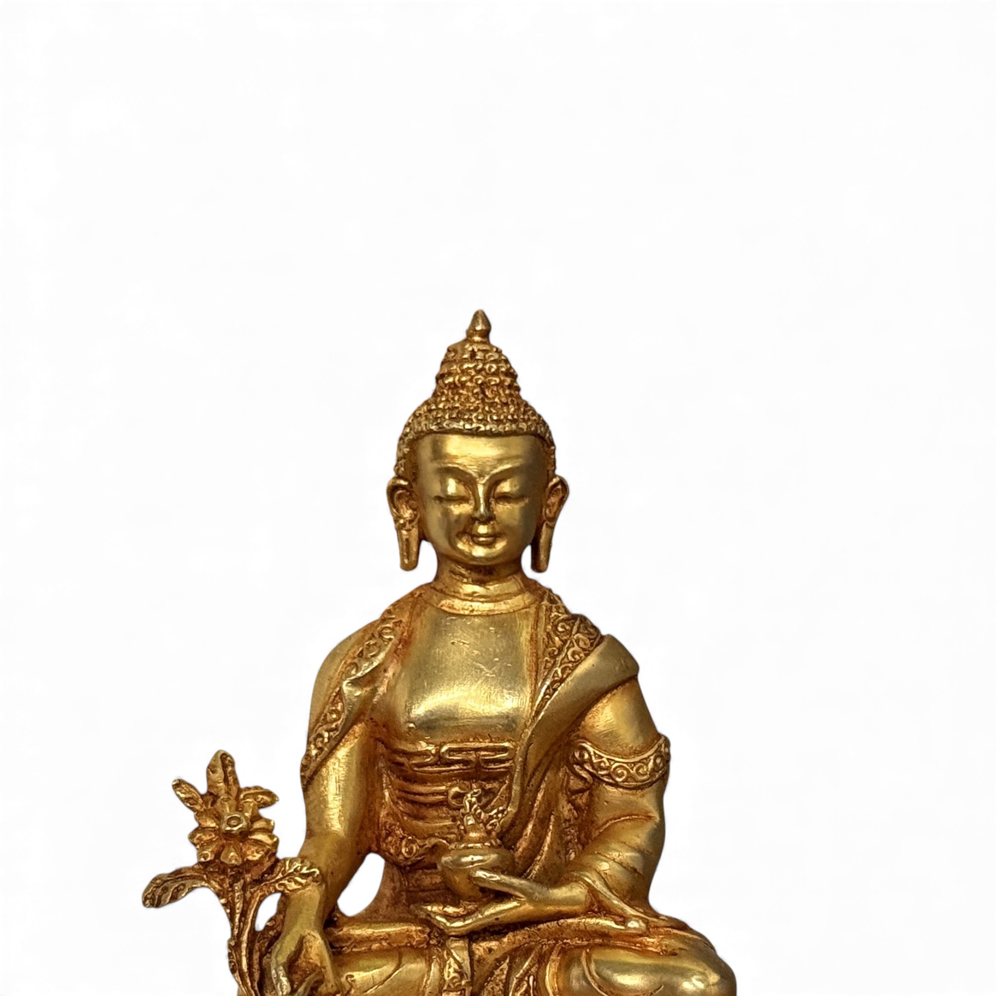Medizin Buddha Figur Bronze vergoldet, Nepal