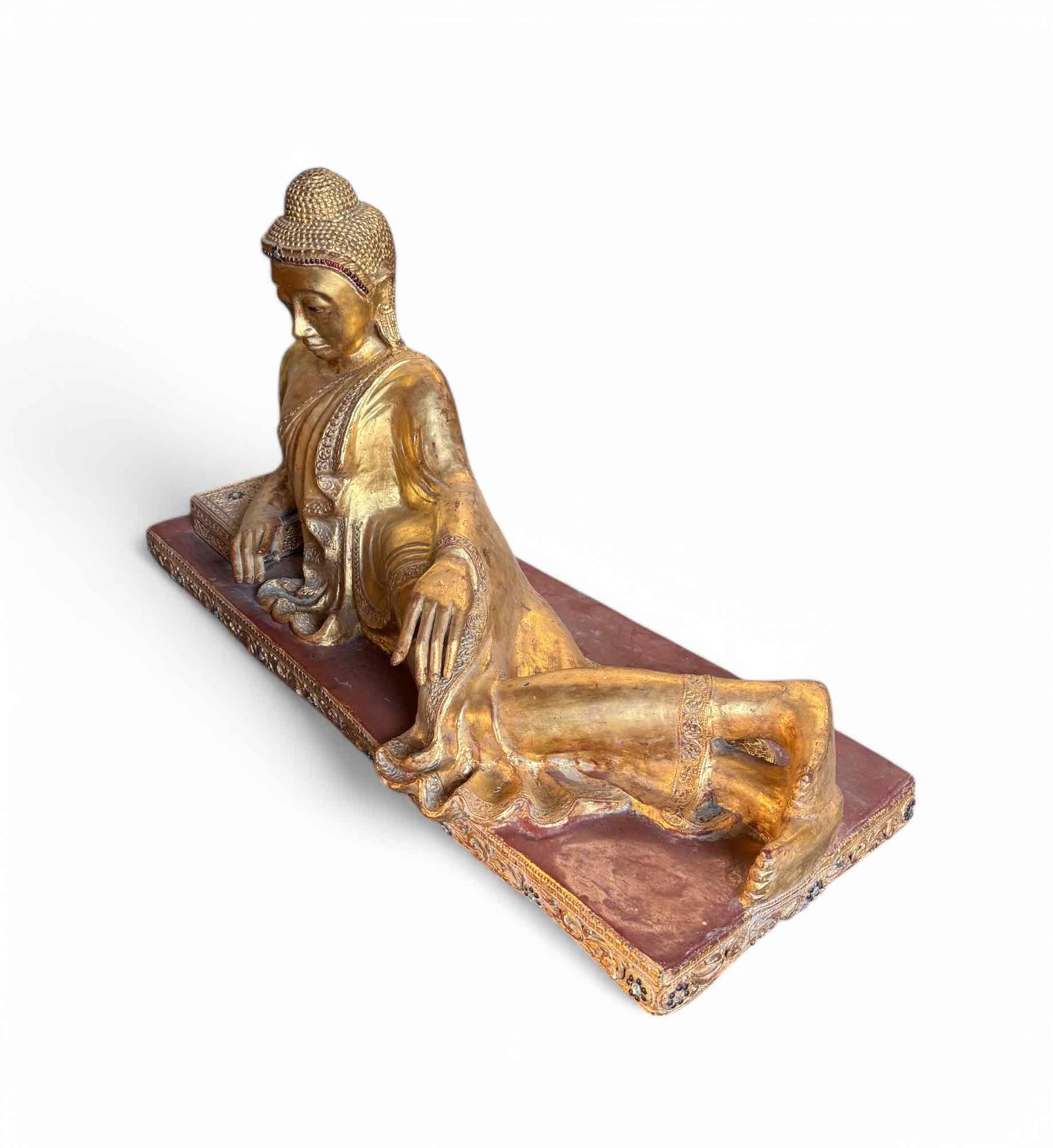 Alte Lacquerware Mandalay Buddha Skulptur Burma Statue 110 cm