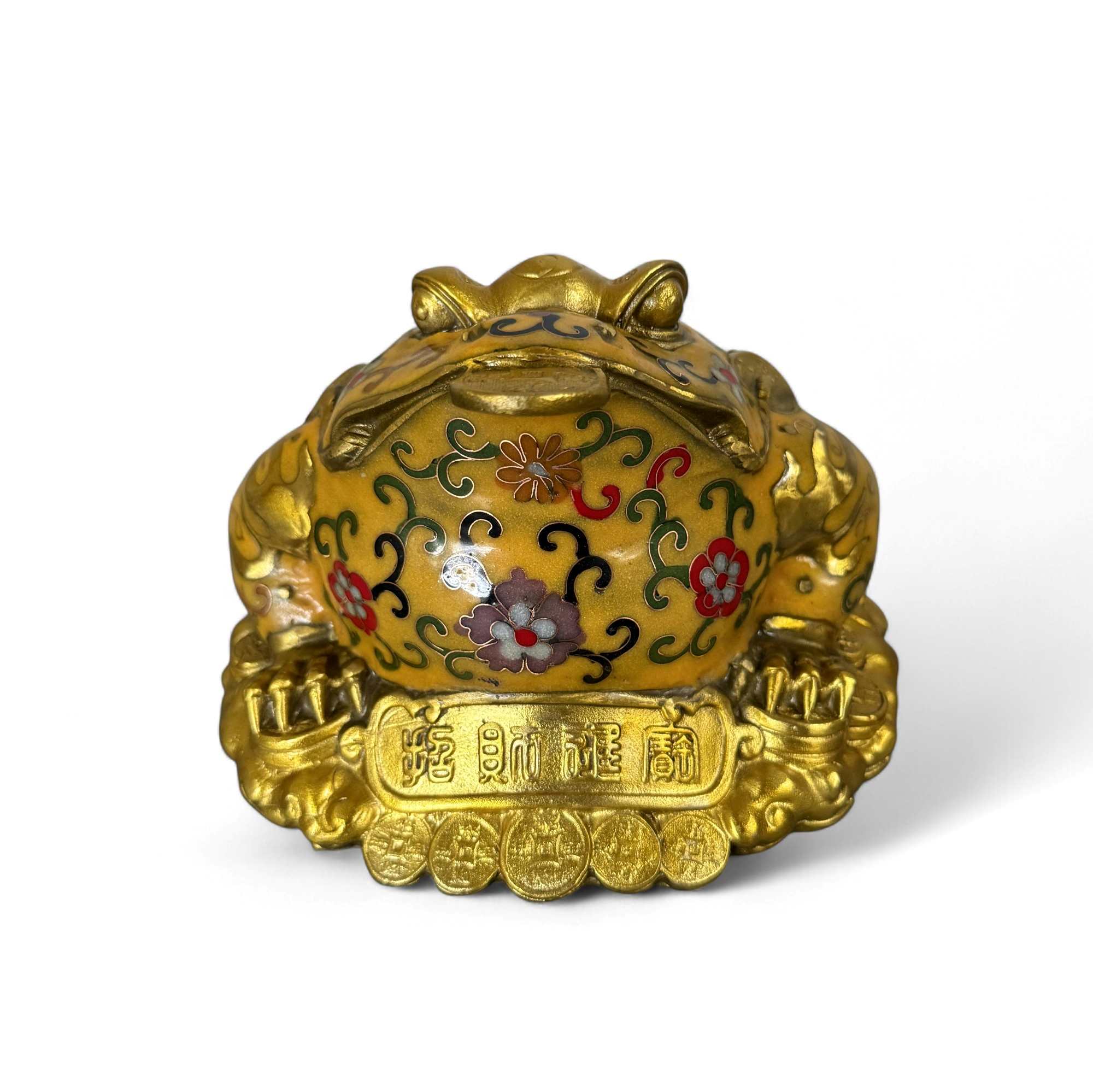 Geldfrosch Geldkröte Bronze Cloisonne chinesische Skulptur