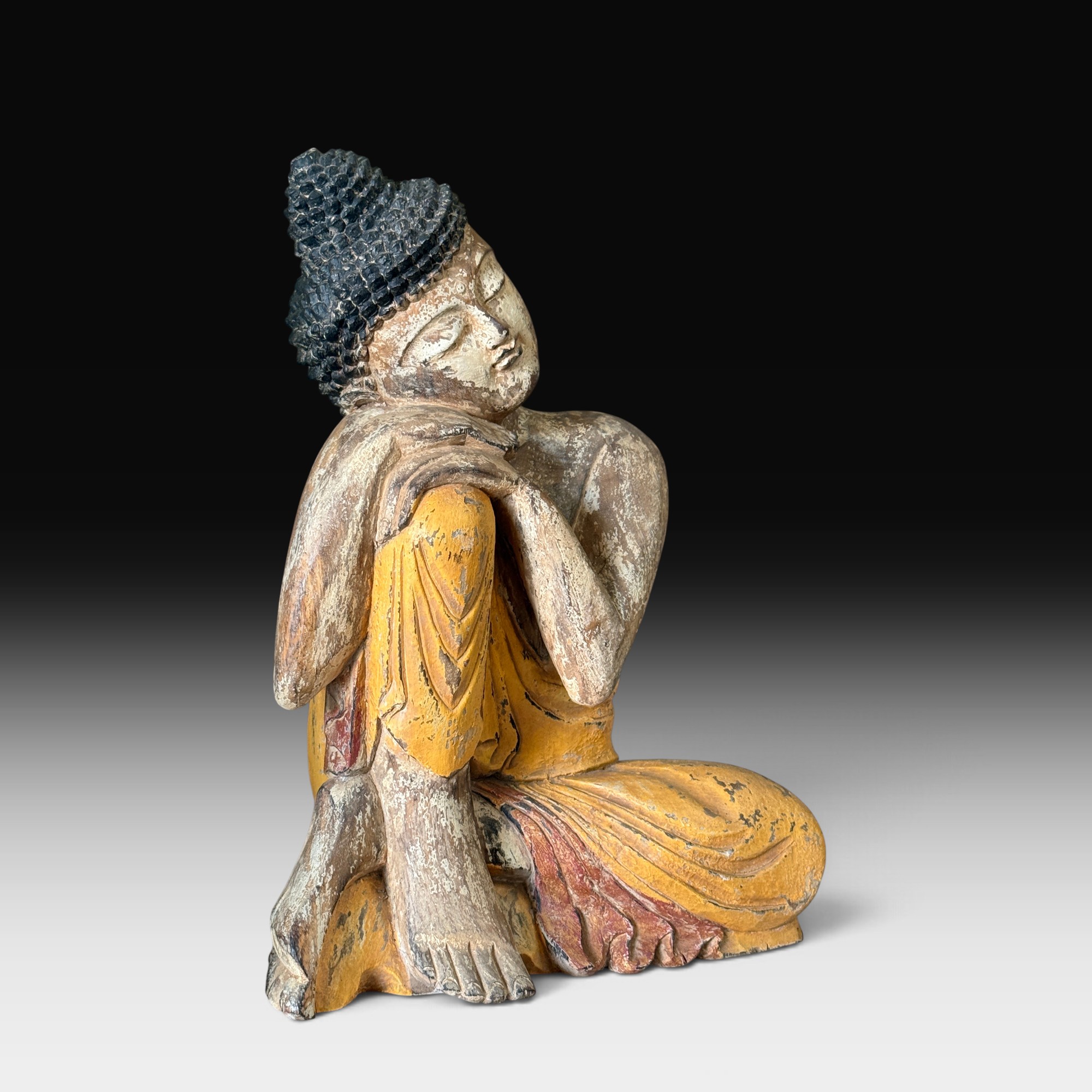 Schlafender Buddha aus Suarholz – handgeschnitzt, ruhend, Indonesien, 52 cm