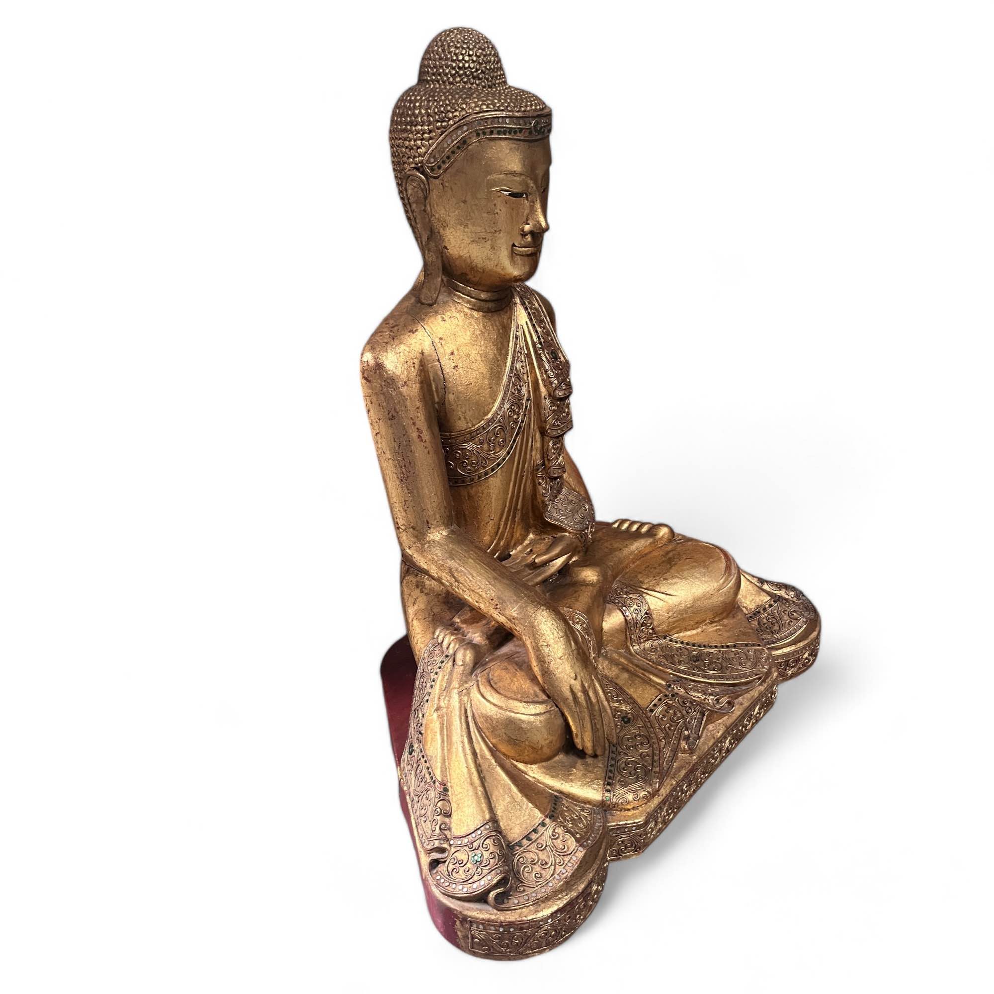 Holz Buddha Statue Thailand blattvergoldet 90cm groß