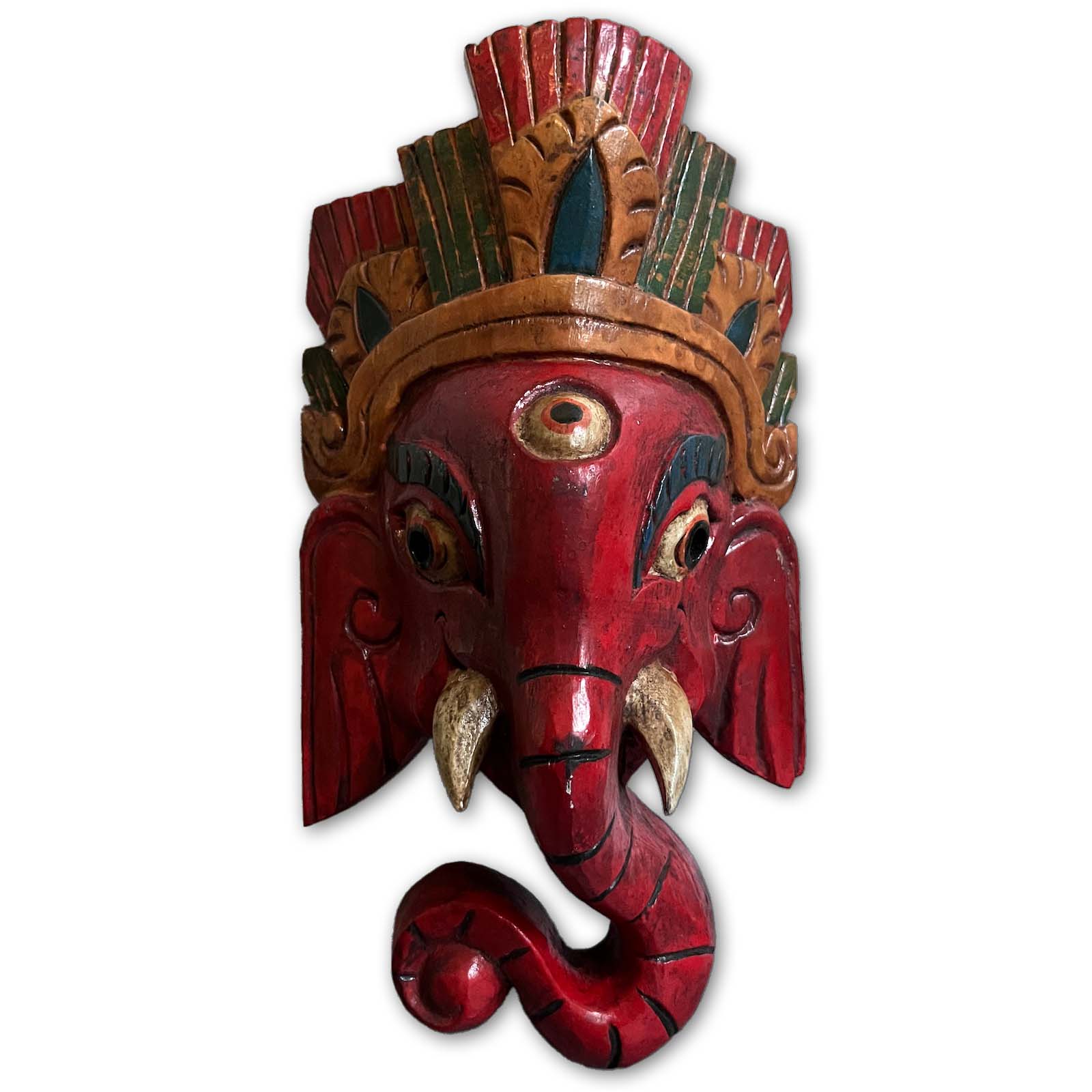 Ganesha Figur Holz Wandmaske Indien