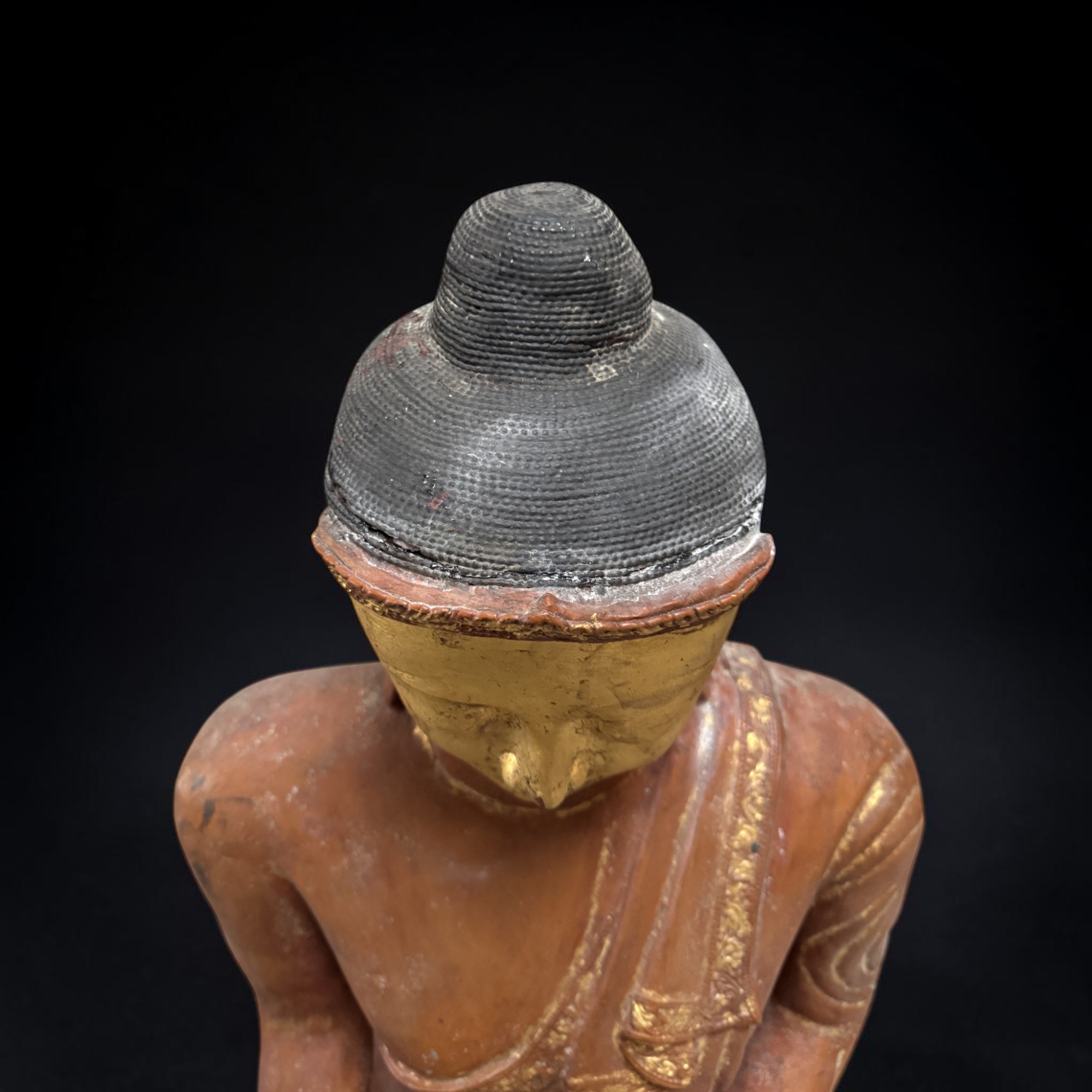 Burma Buddha Statue Lacquerware 98cm – Mon State – Altes Sammlerstück 18./19. Jh