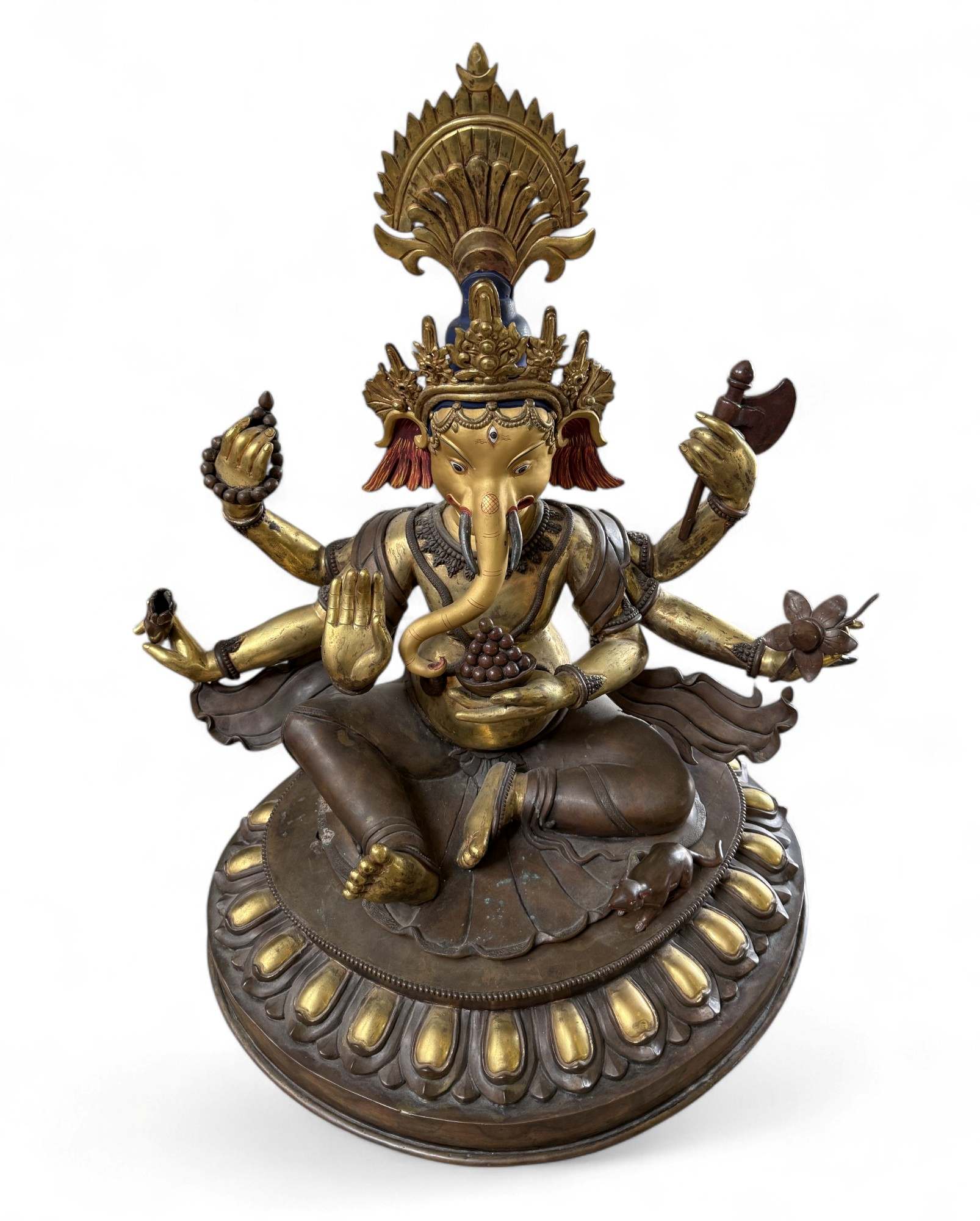 Große Ganesha Statue Bronze Skulptur aus Nepal - 67 cm