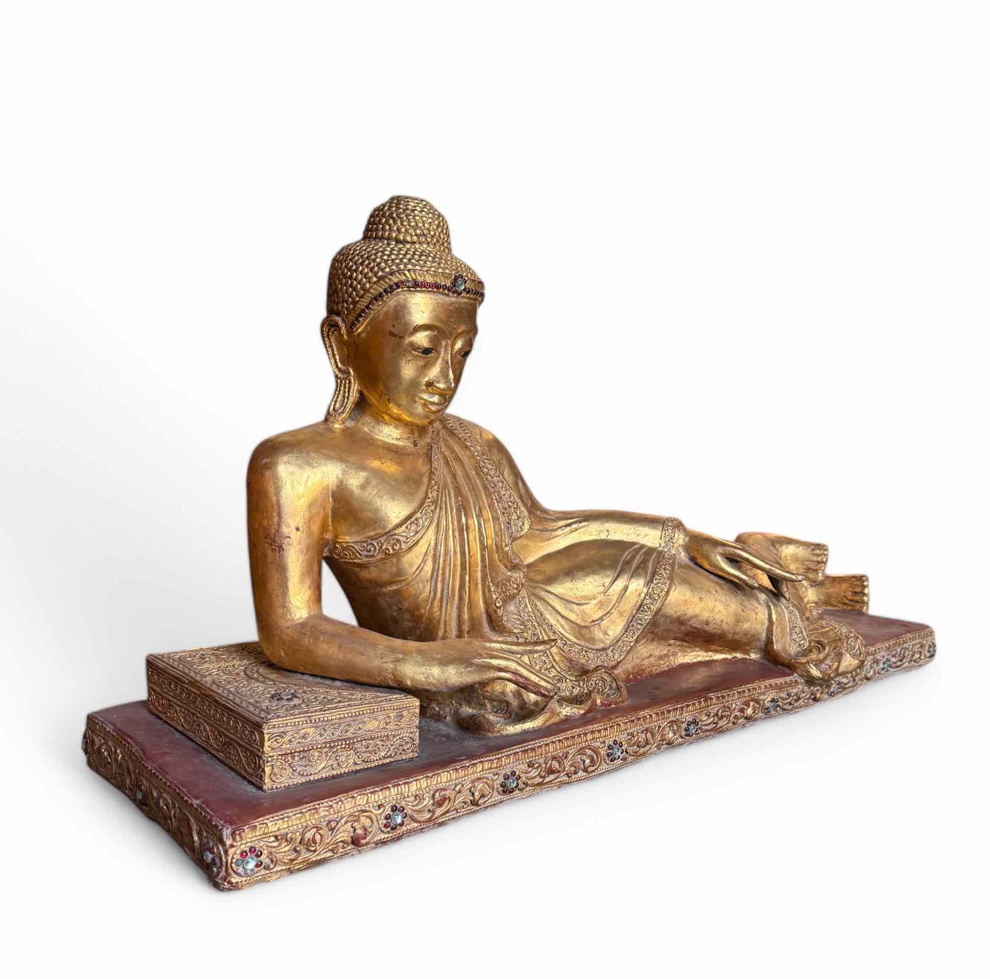 Alte Lacquerware Mandalay Buddha Skulptur Burma Statue 110 cm