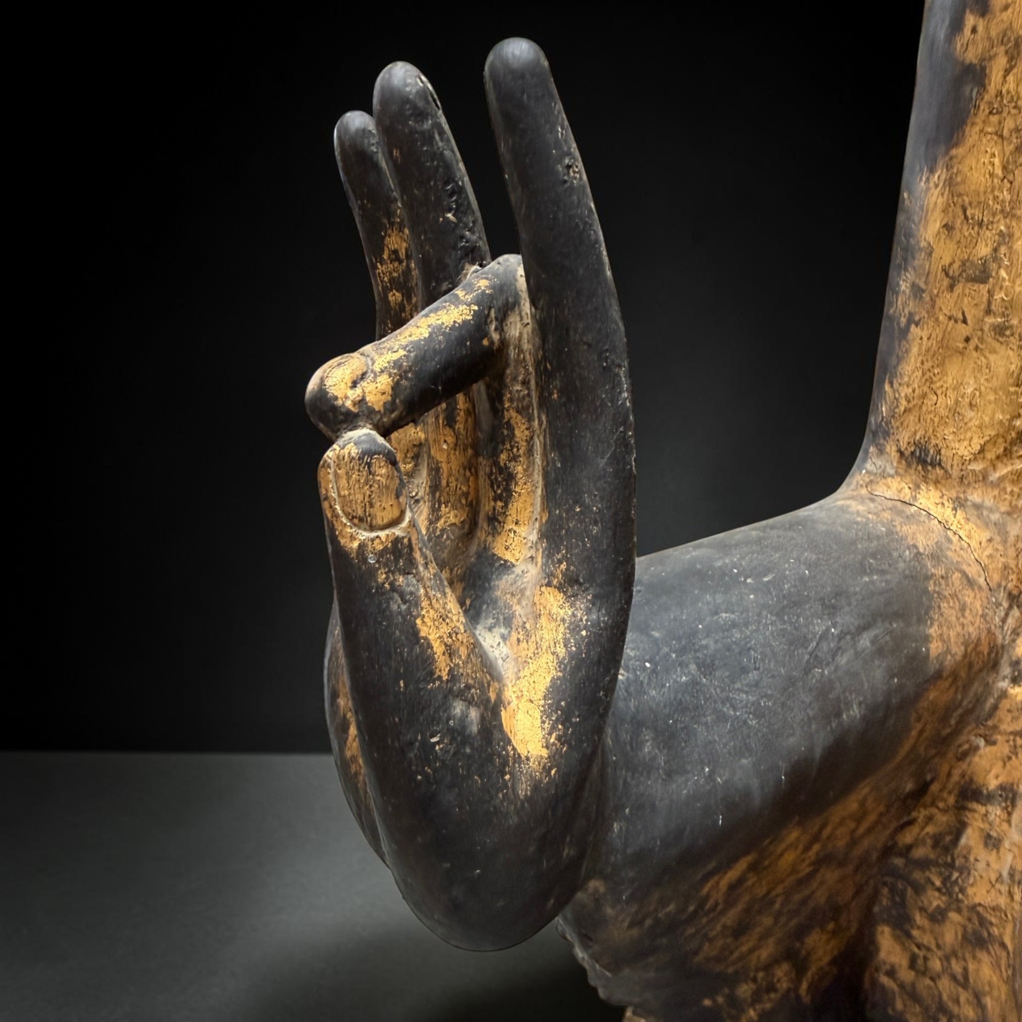 Buddha Figur stehend Teakholz Skulptur Burma Rakhine Asiatika 185cm