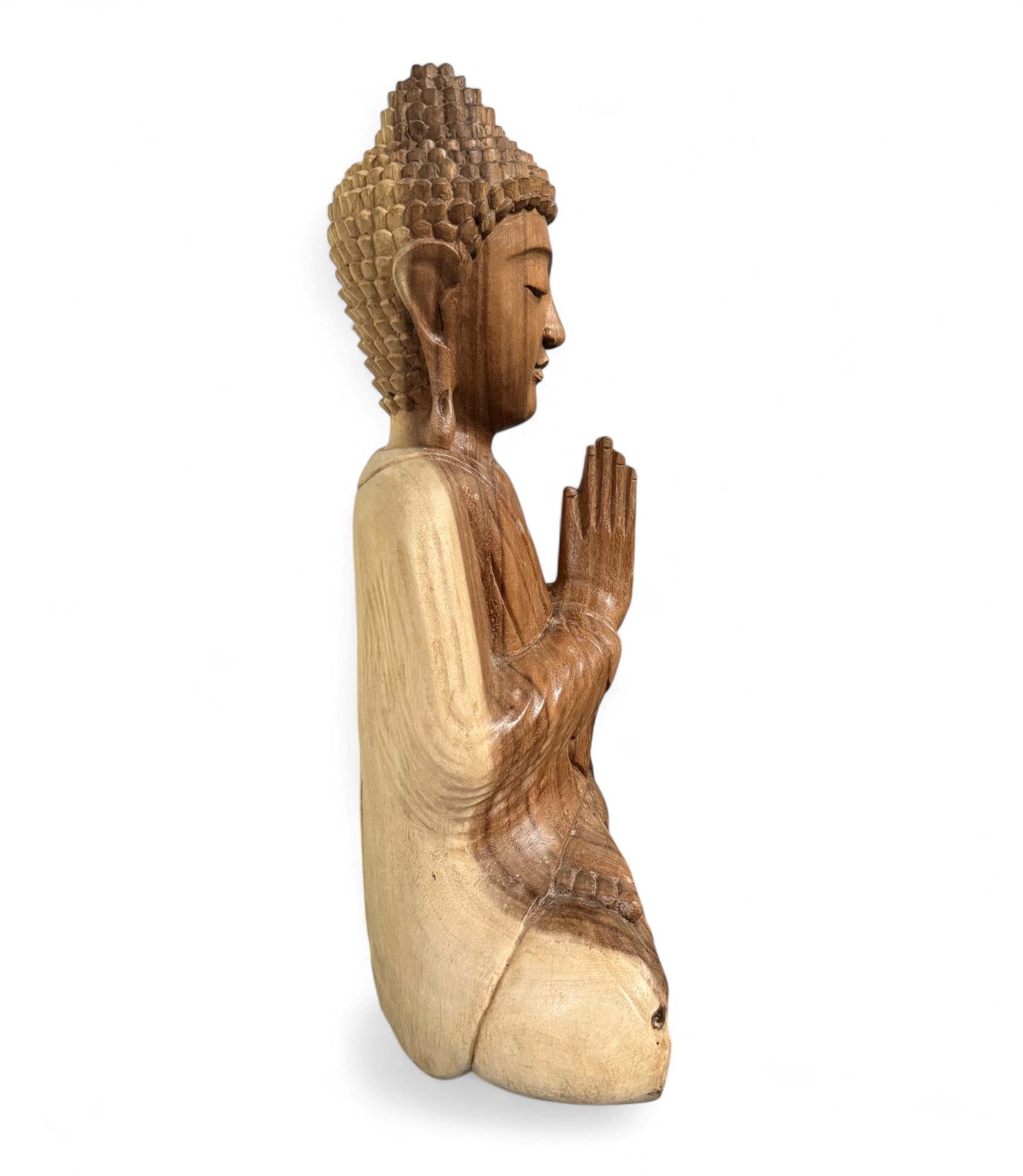 Namaste Buddha 52 cm – Suar Holz Statue – Handgeschnitzt & spirituell