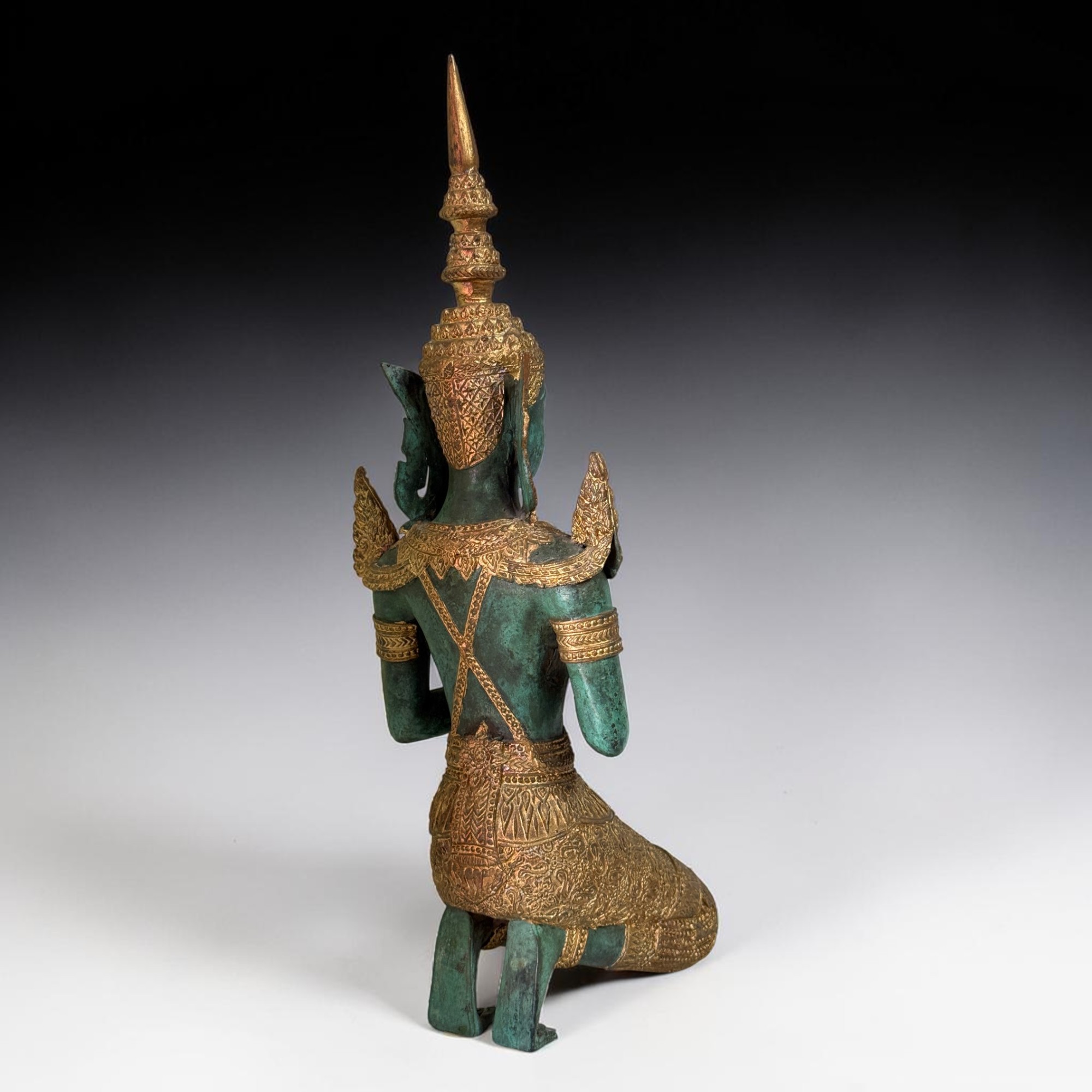 Bronze Teppanom Figur – Kniender Tempelwächter Thailand (41 cm, 2,8 kg)