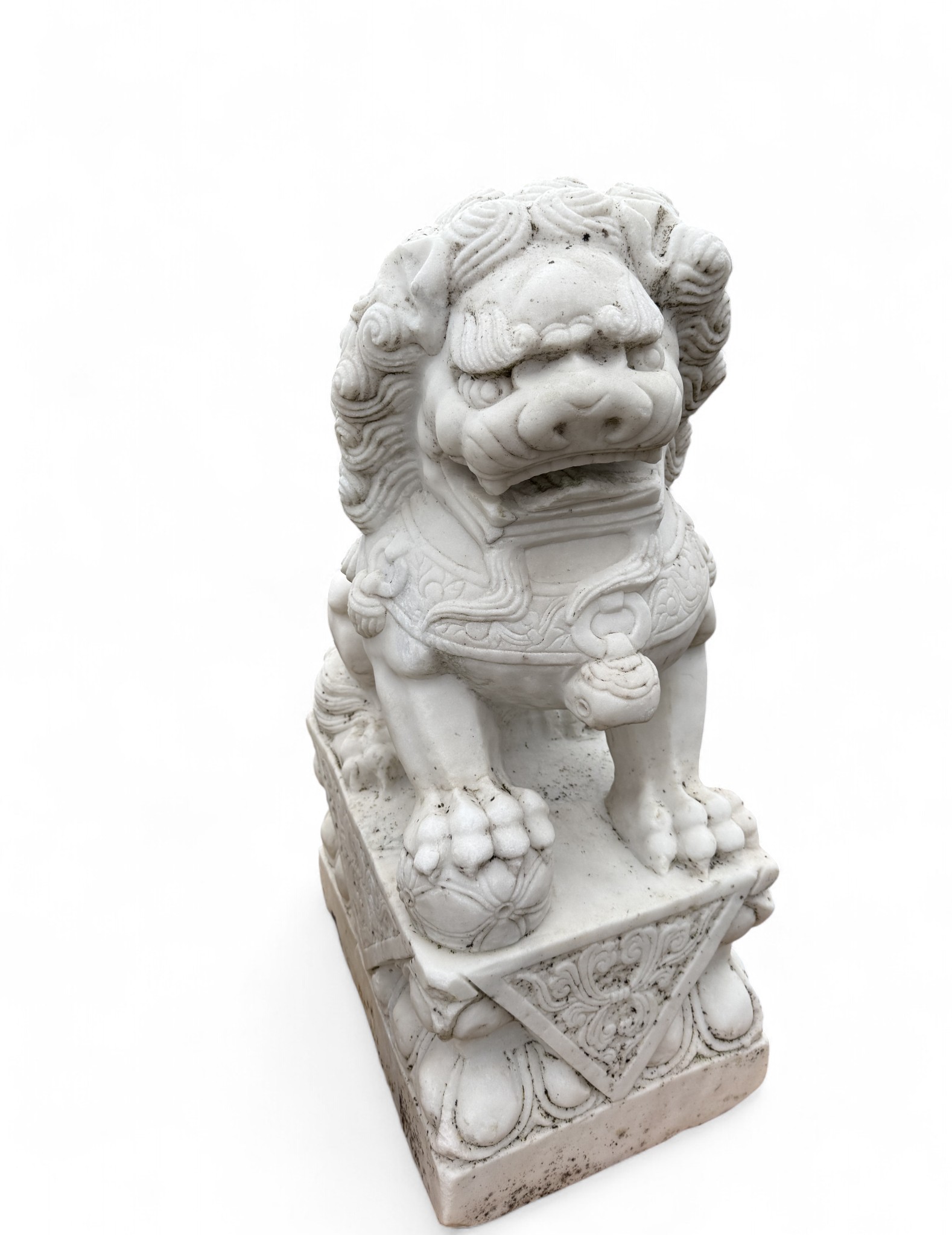 Chinesische Tempellöwen aus Marmorstein - Fudogs