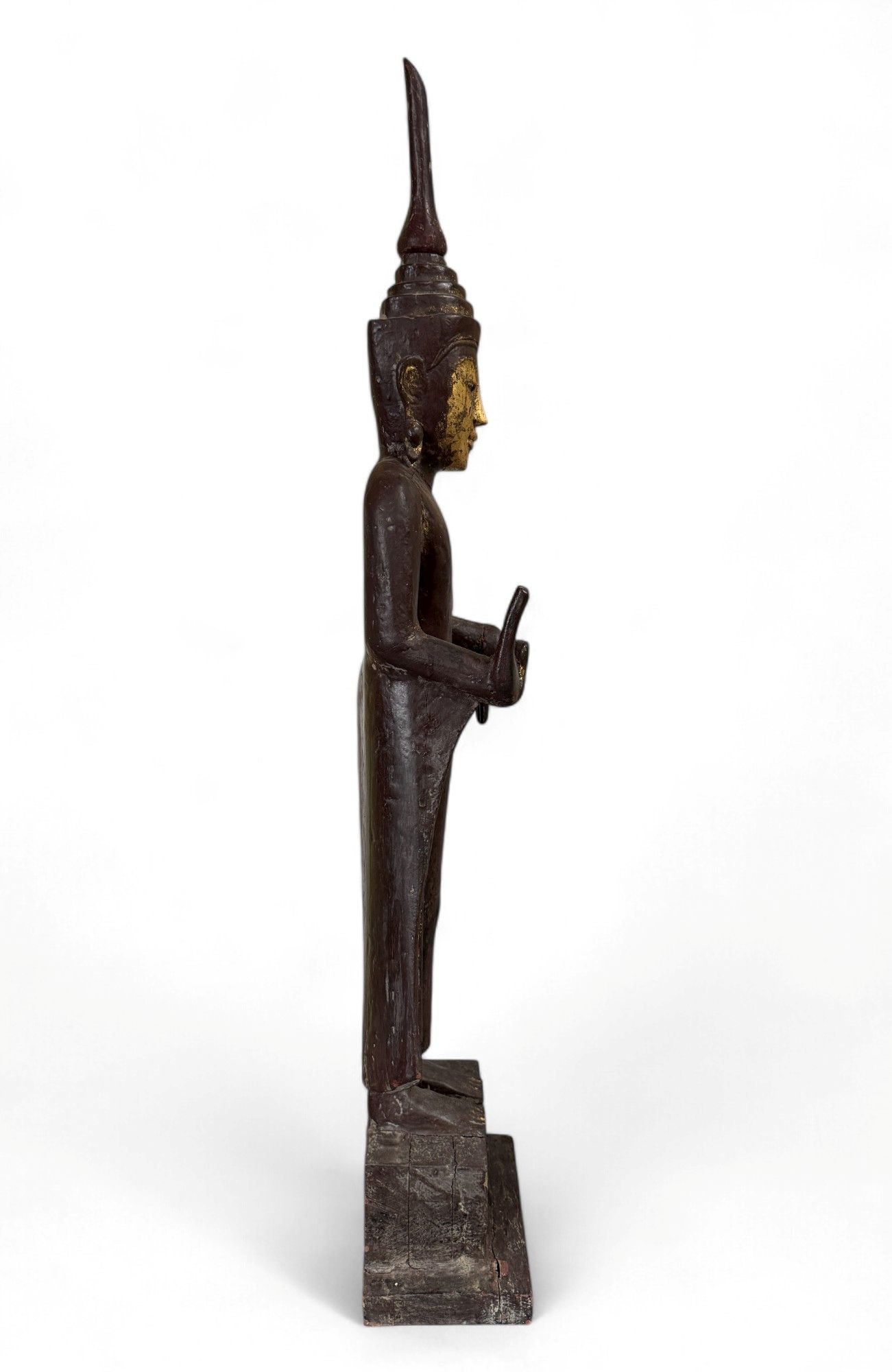 Buddha Statue Birma Teak Holz Skulptur Schutzgeste