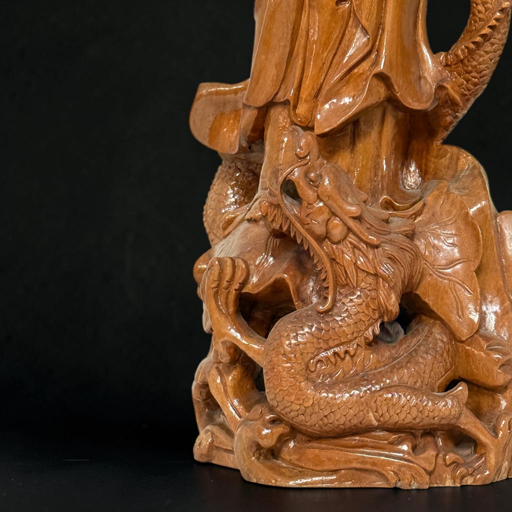 Holz Buddha Statue Guan Yin Skulptur 47 cm groß