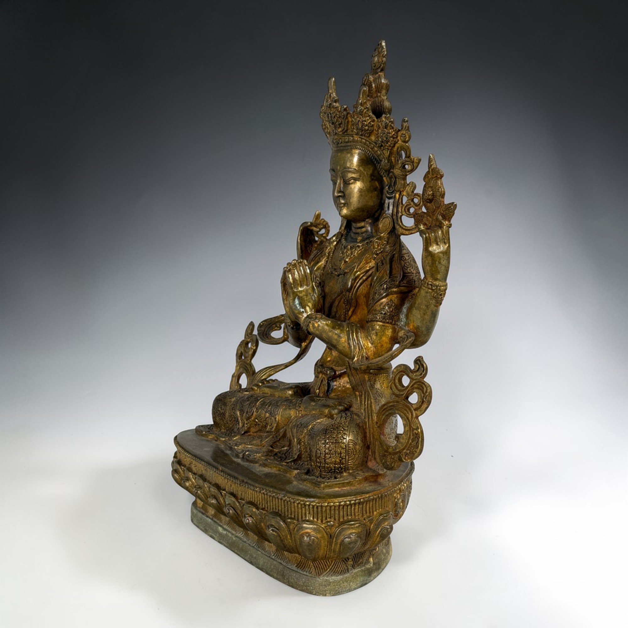 Buddha Figur Bronze Chenrezig Avalokiteshvara - 29 cm groß