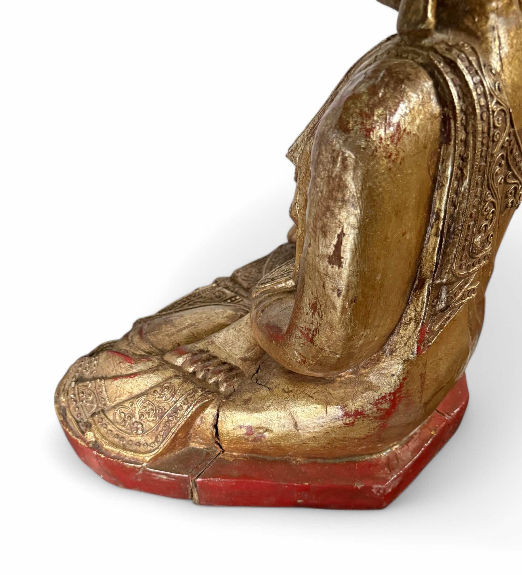 Holz Buddha Statue Thailand blattvergoldet 58cm groß