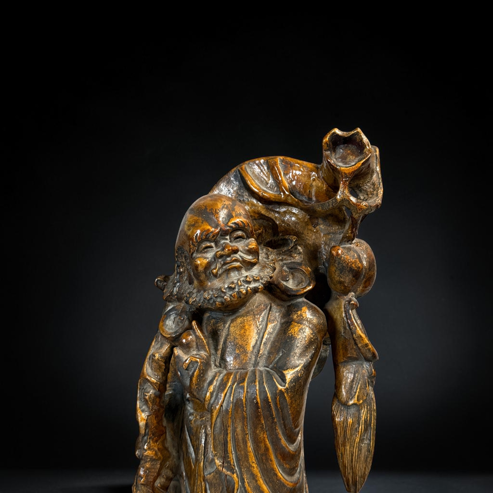 Bodhidharma Holzfigur Alte Damo Daruma Statue Zen Skulptur
