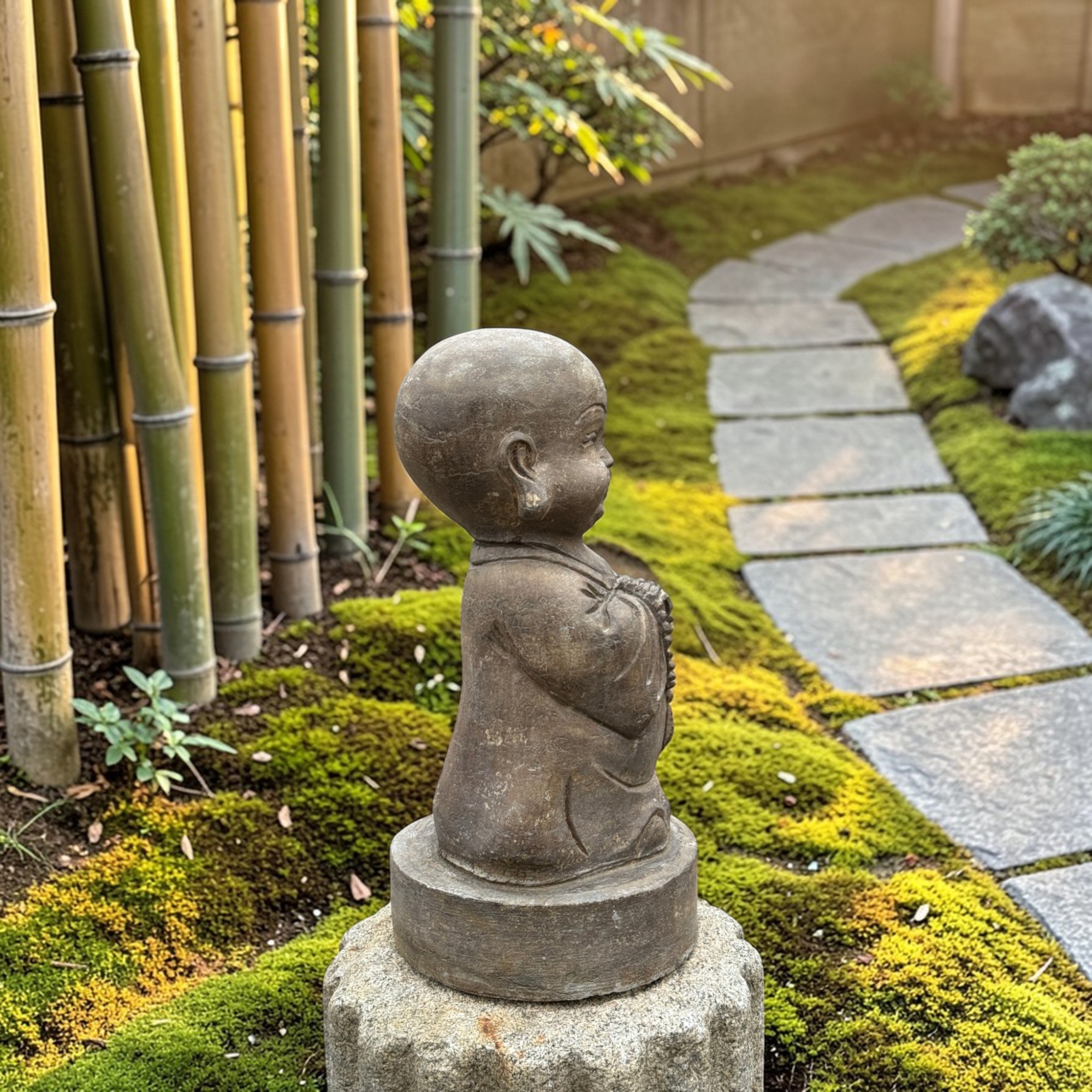 Garten Mönch Skulptur aus Naturstein - China - 39 cm groß