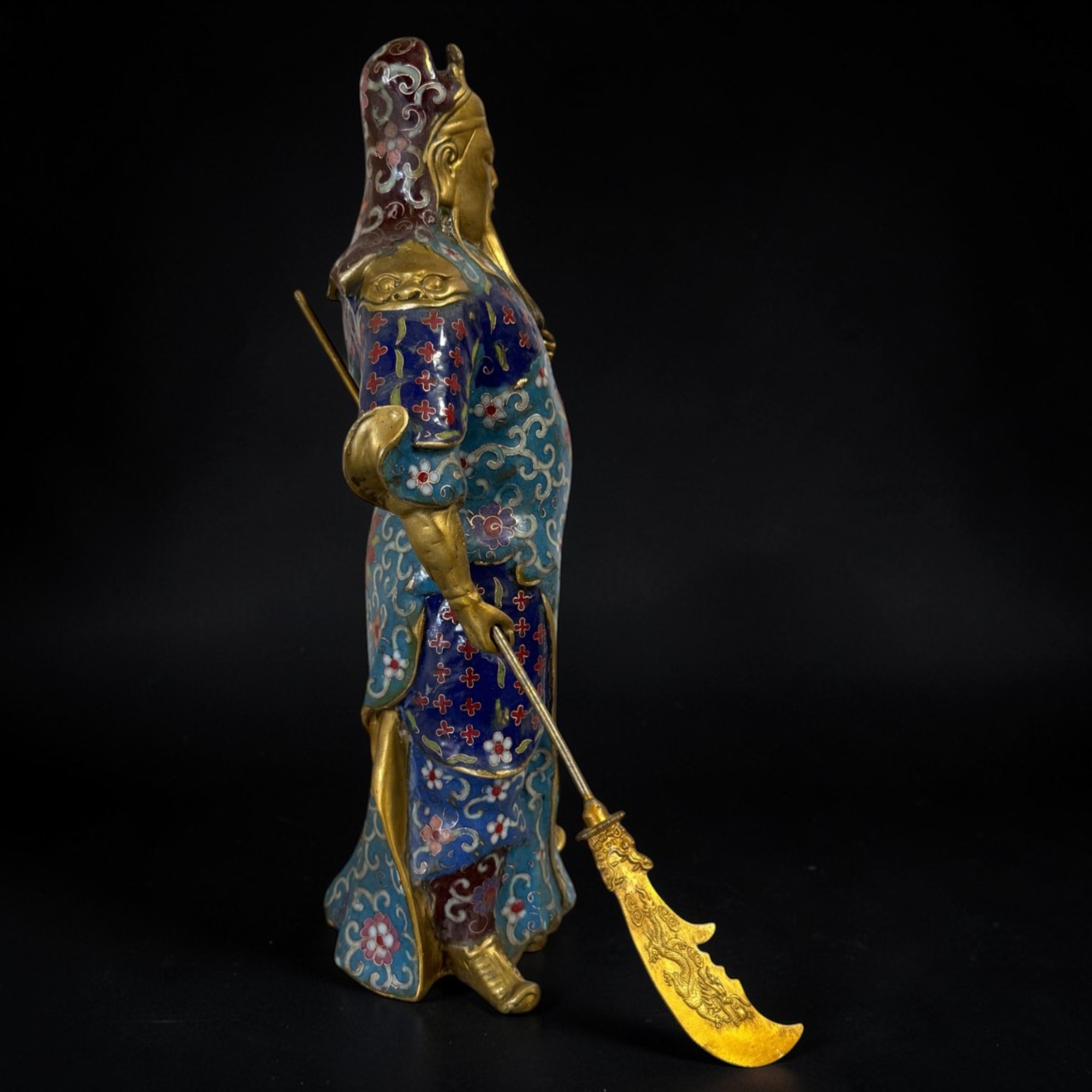 General Guan Yu China Bronze Krieger Figur Cloisonne Skulptur