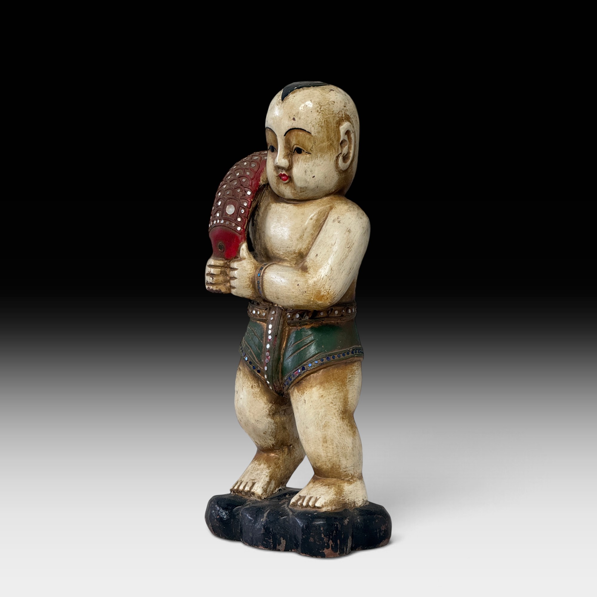 Shaolin Mönch Holz Figur China 50 cm groß