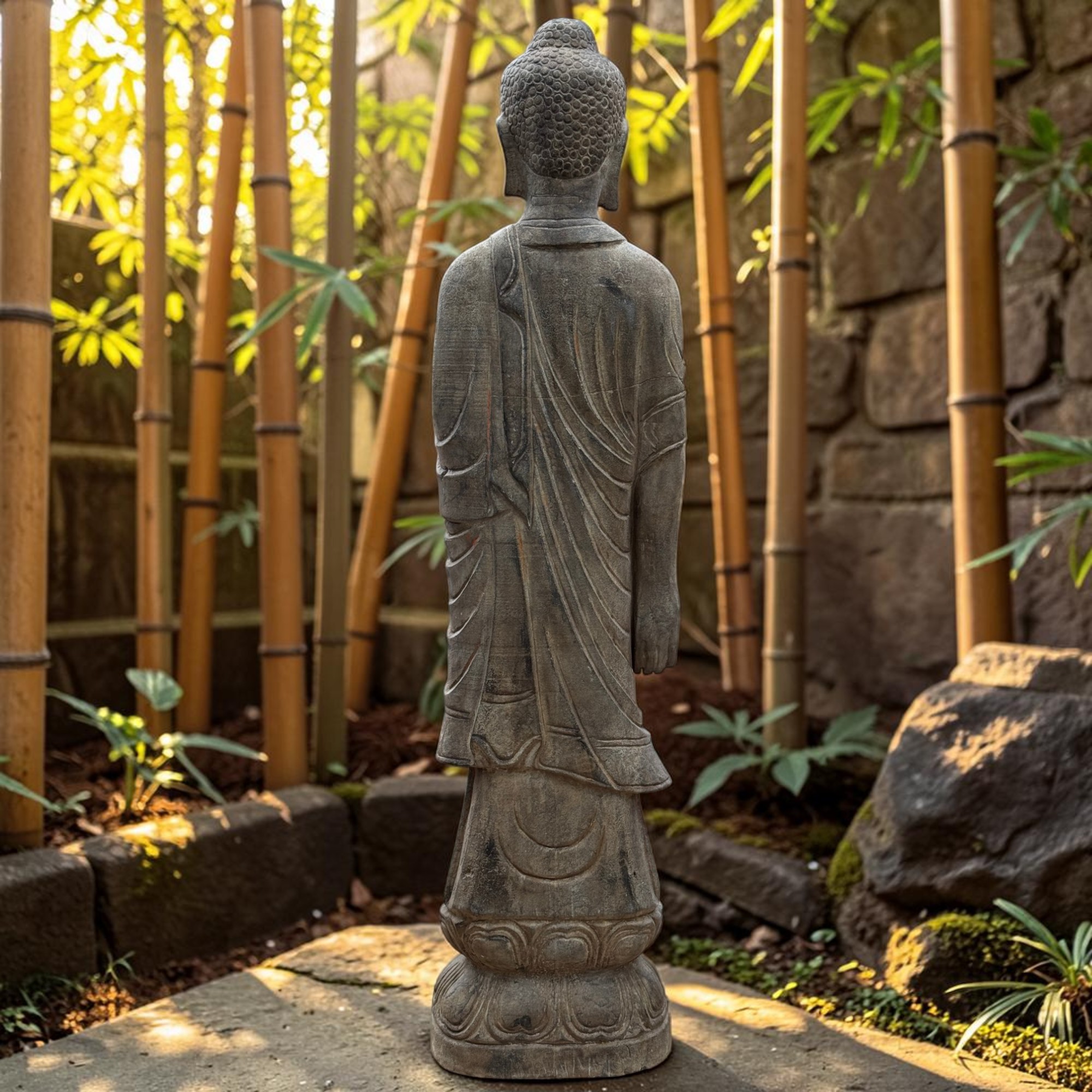 Stein Buddha Statue Garten Skulptur 120 cm groß