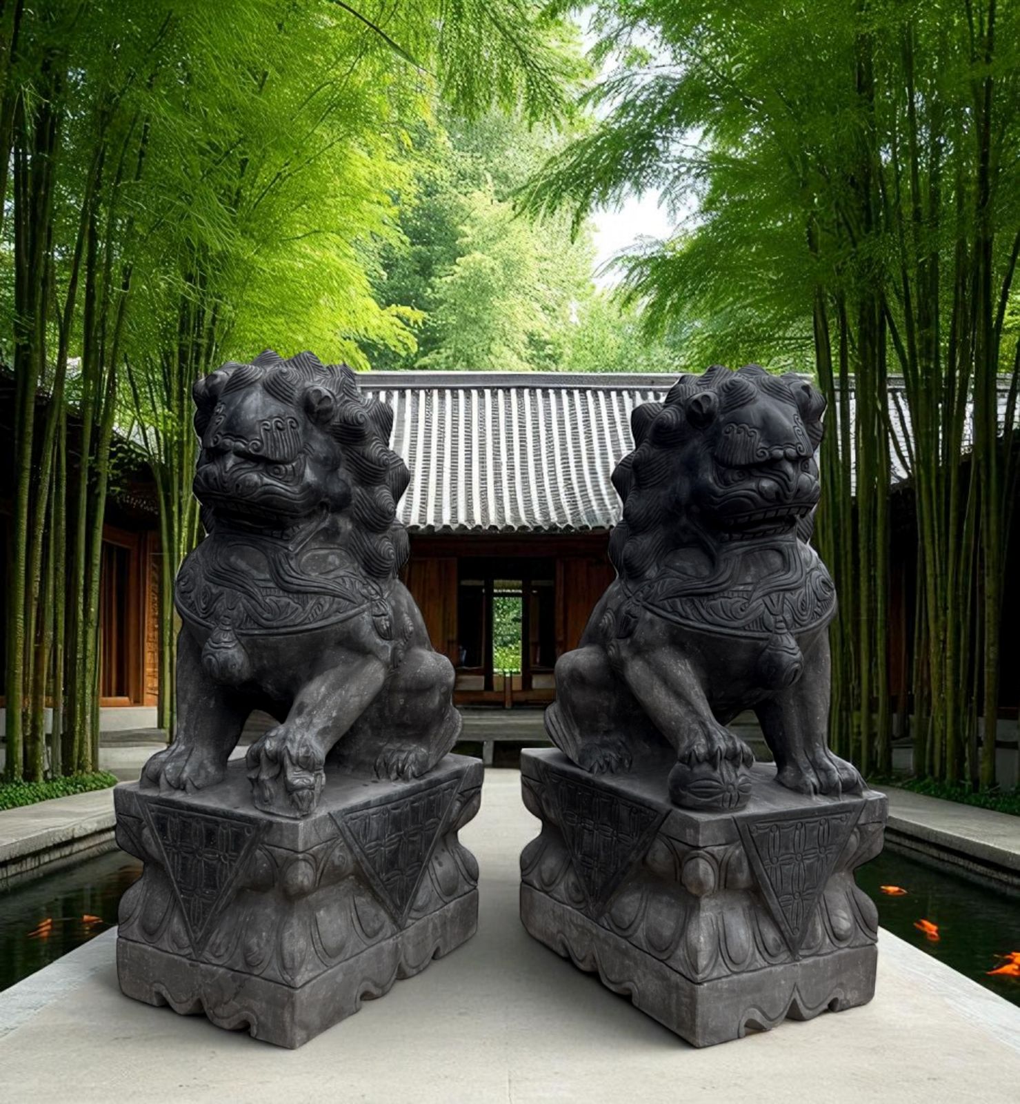 Chinesische Wächterlöwen Garten Skulpturen 60 cm groß