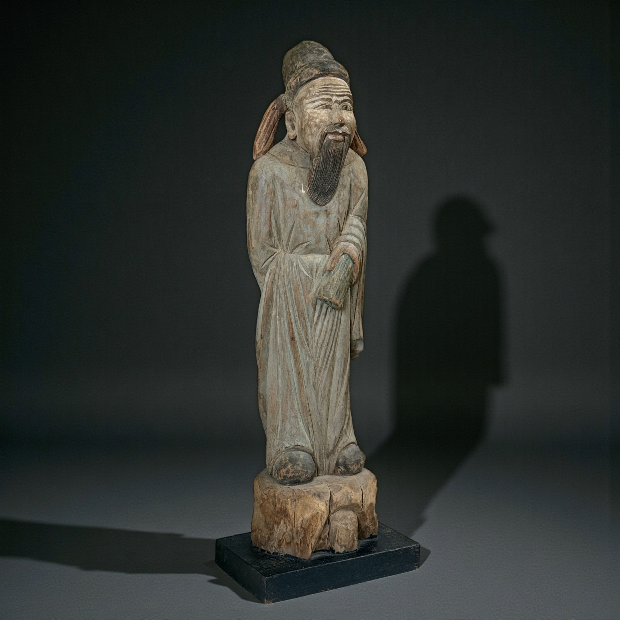 Große Konfuzius Statue aus Holz geschnitzt