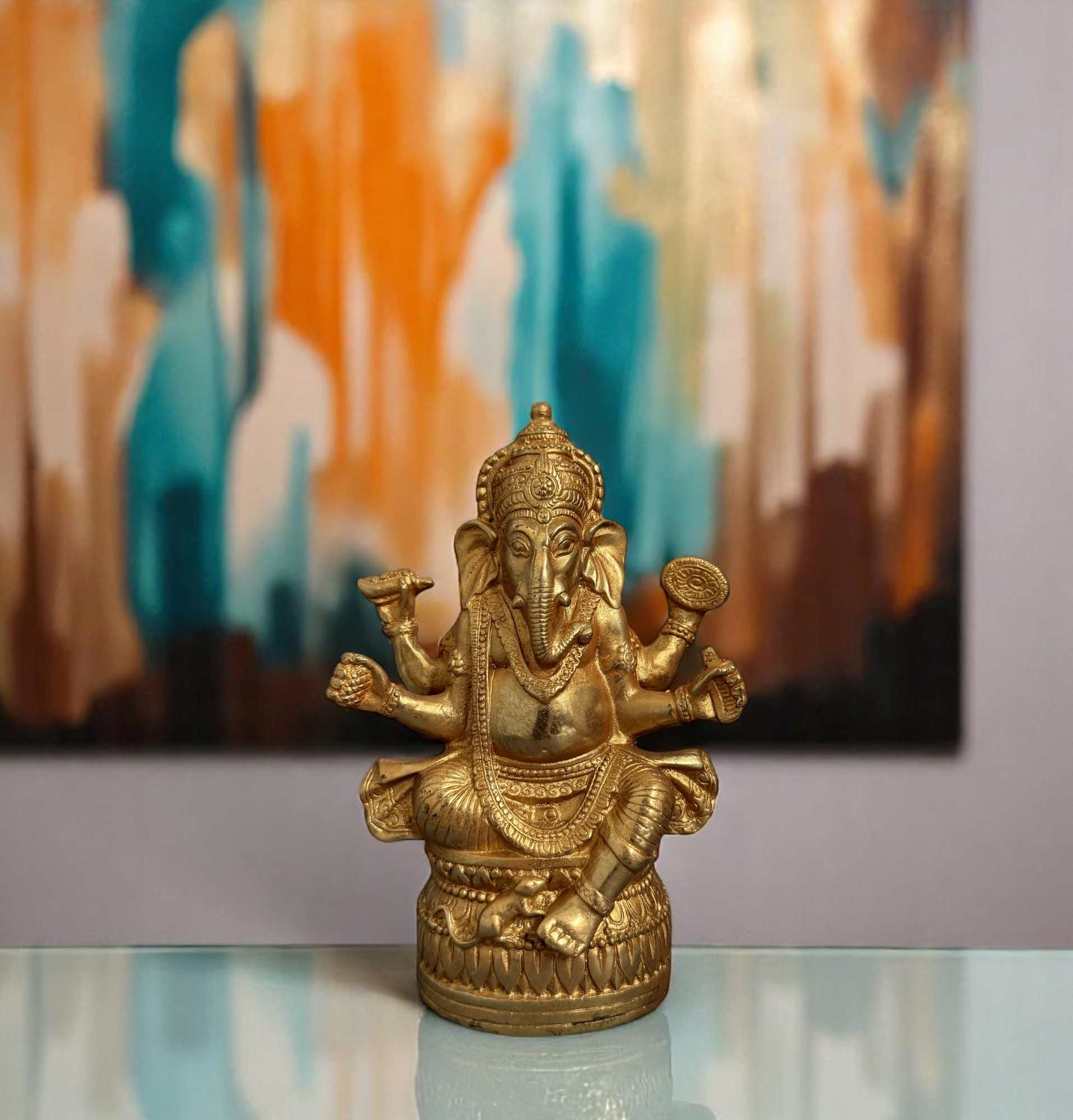 Ganesha Figur Bronze Skulptur - hinduistischer Elefantengott