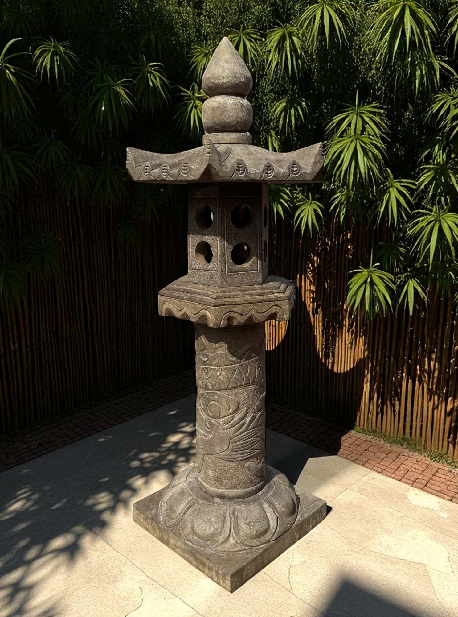 Garten Steinlaterne chinesisches Geisterhaus Drachen Pagode