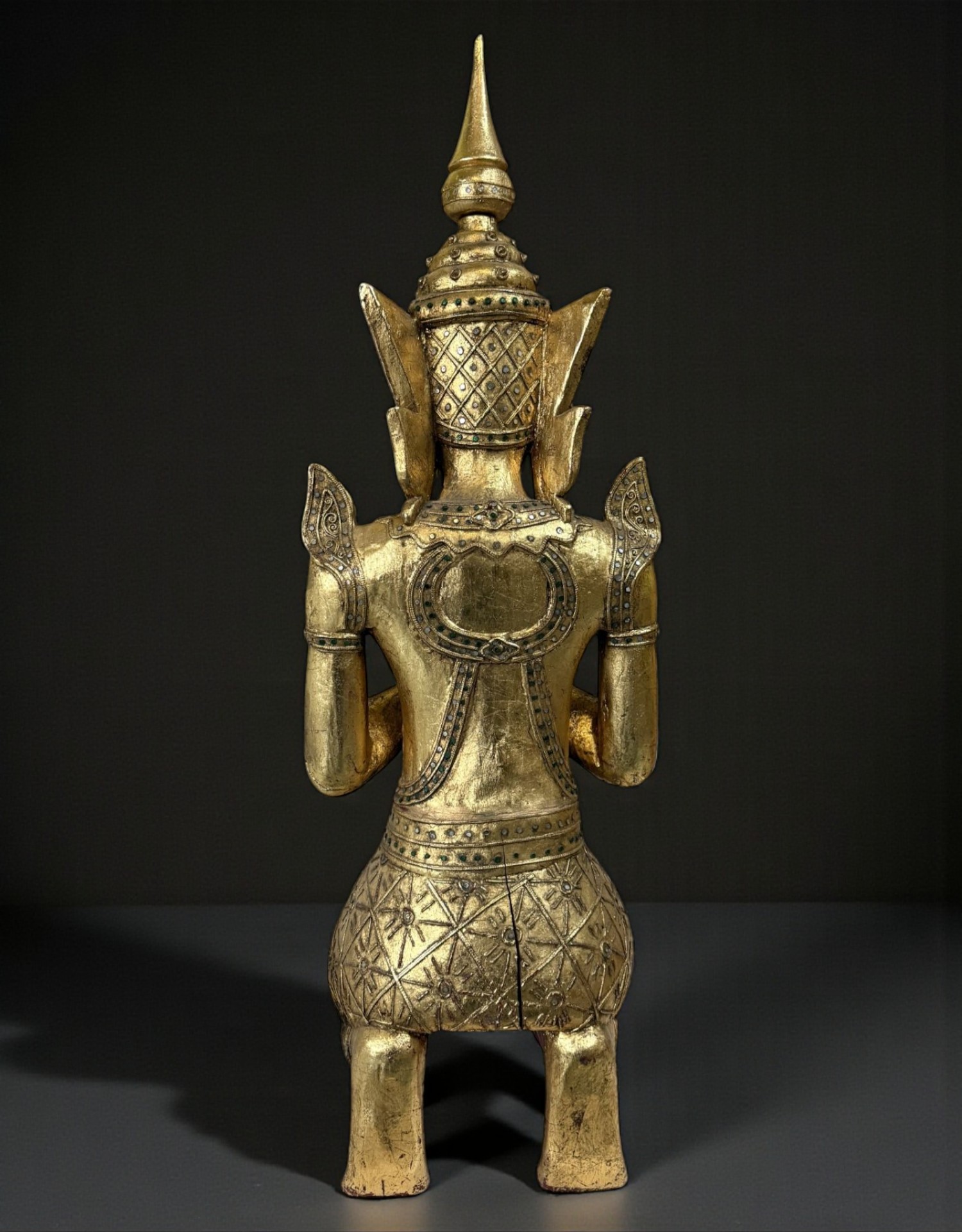 Thailändischer Tempelwächter Teppanom Holz Skulptur 94 cm