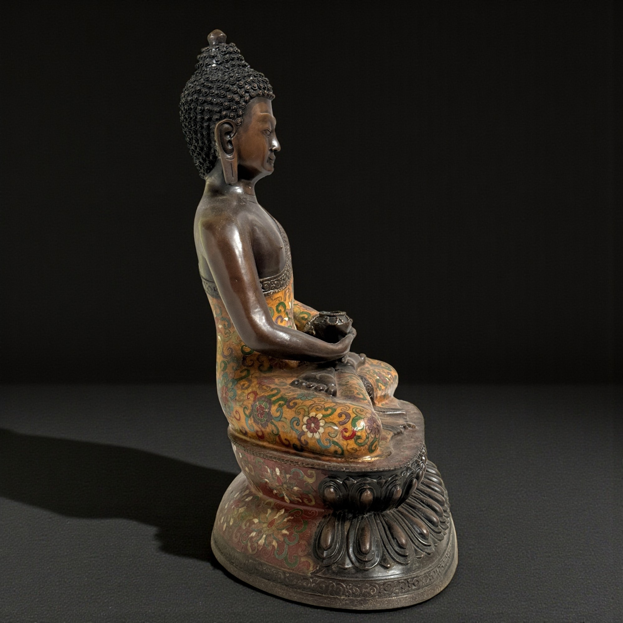 Buddha Figur Bronze China Cloisonne Skulptur 44cm groß