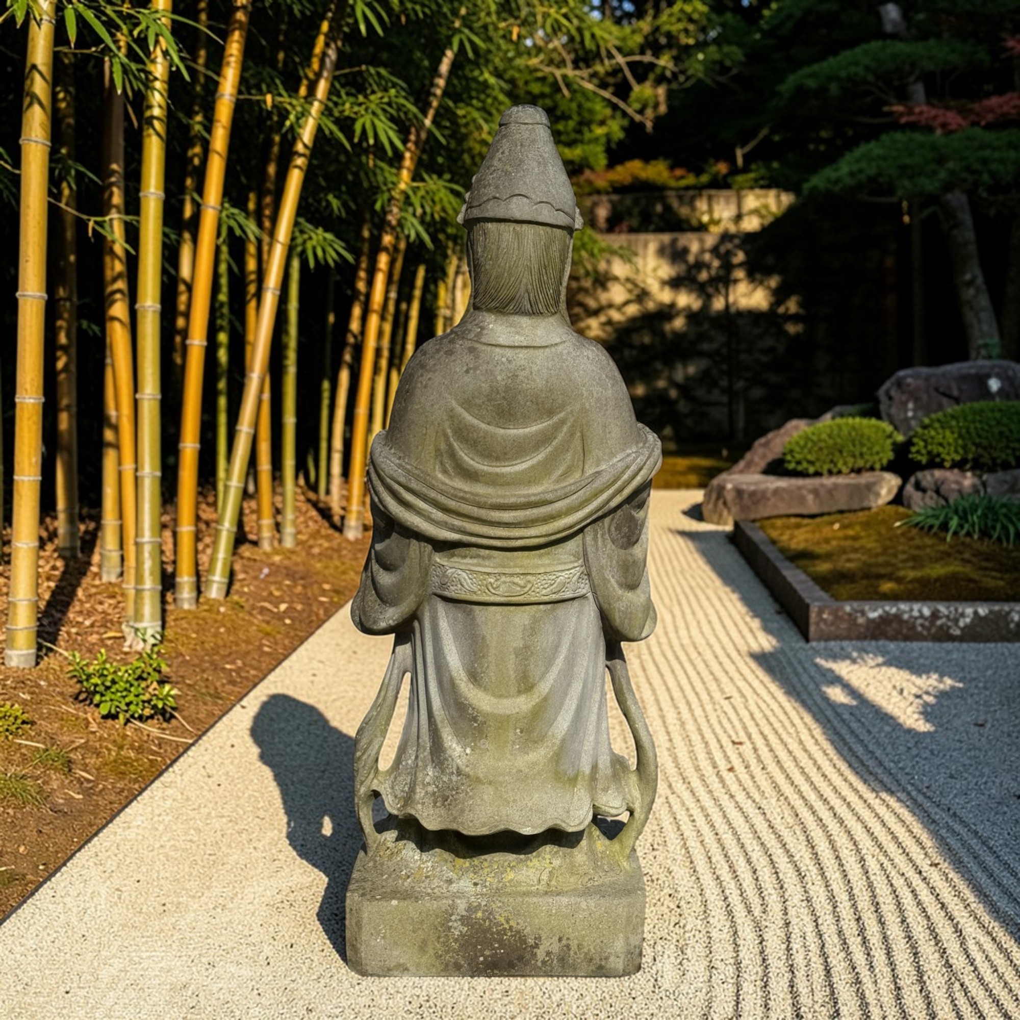 Naturstein Gelehrtenstatue aus China – 101 cm – Symbol für Bildung & Weisheit – 50 Jahre alt