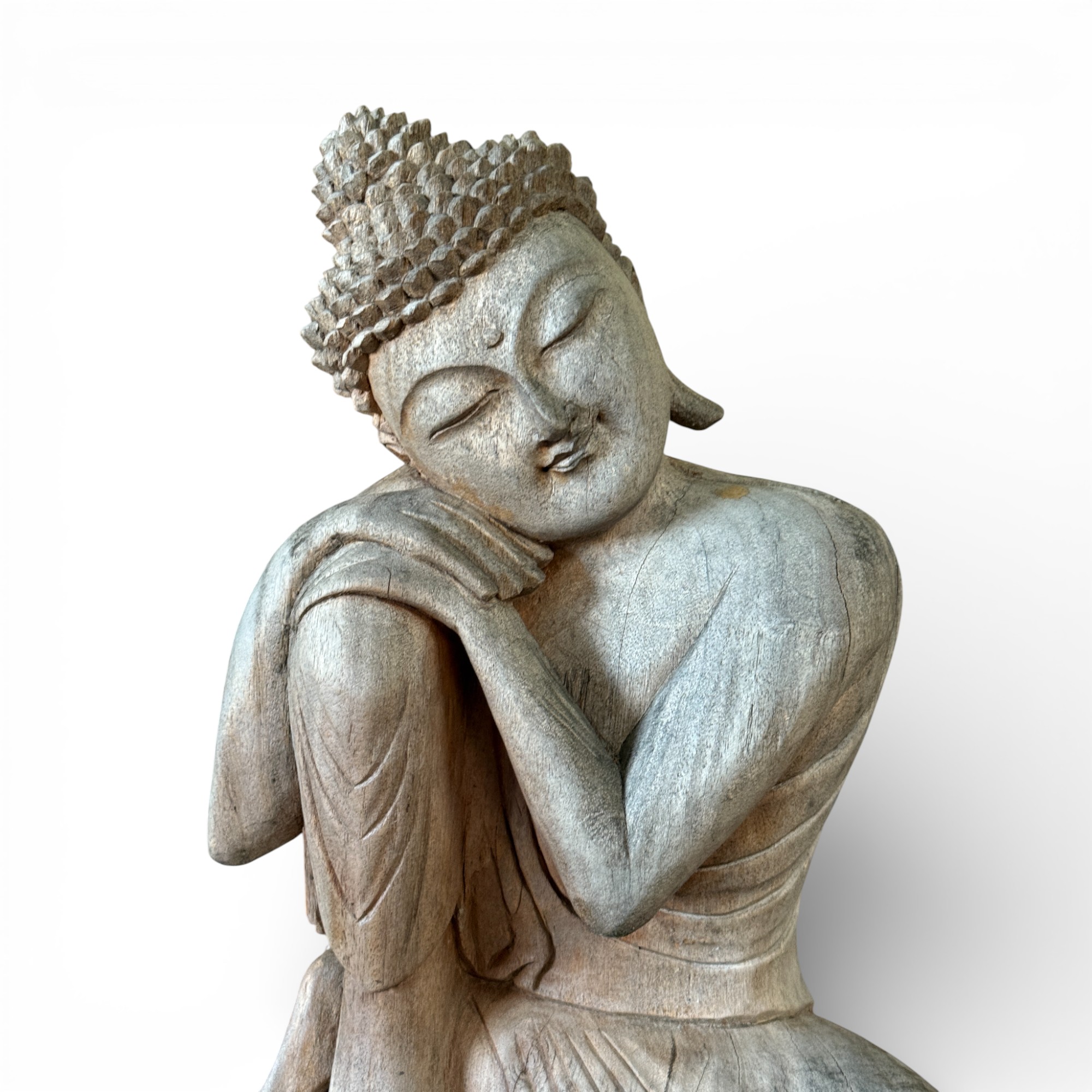 Ruhende Buddha Figur aus Suar Holz - 42 cm groß