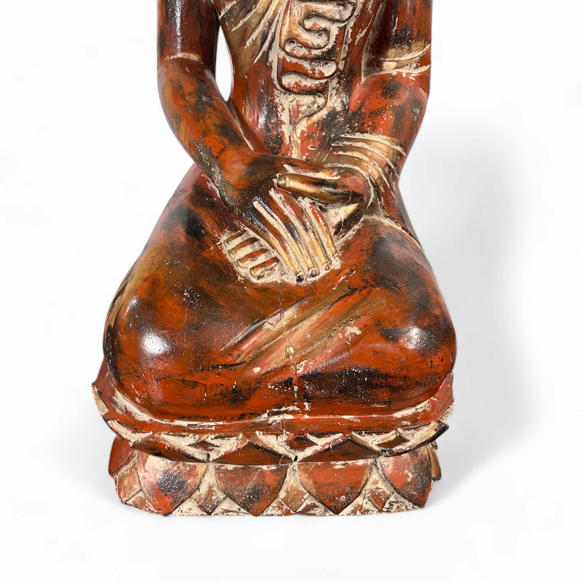 Mandalay Mönch Holz Skulptur aus Sammlungsauflösung