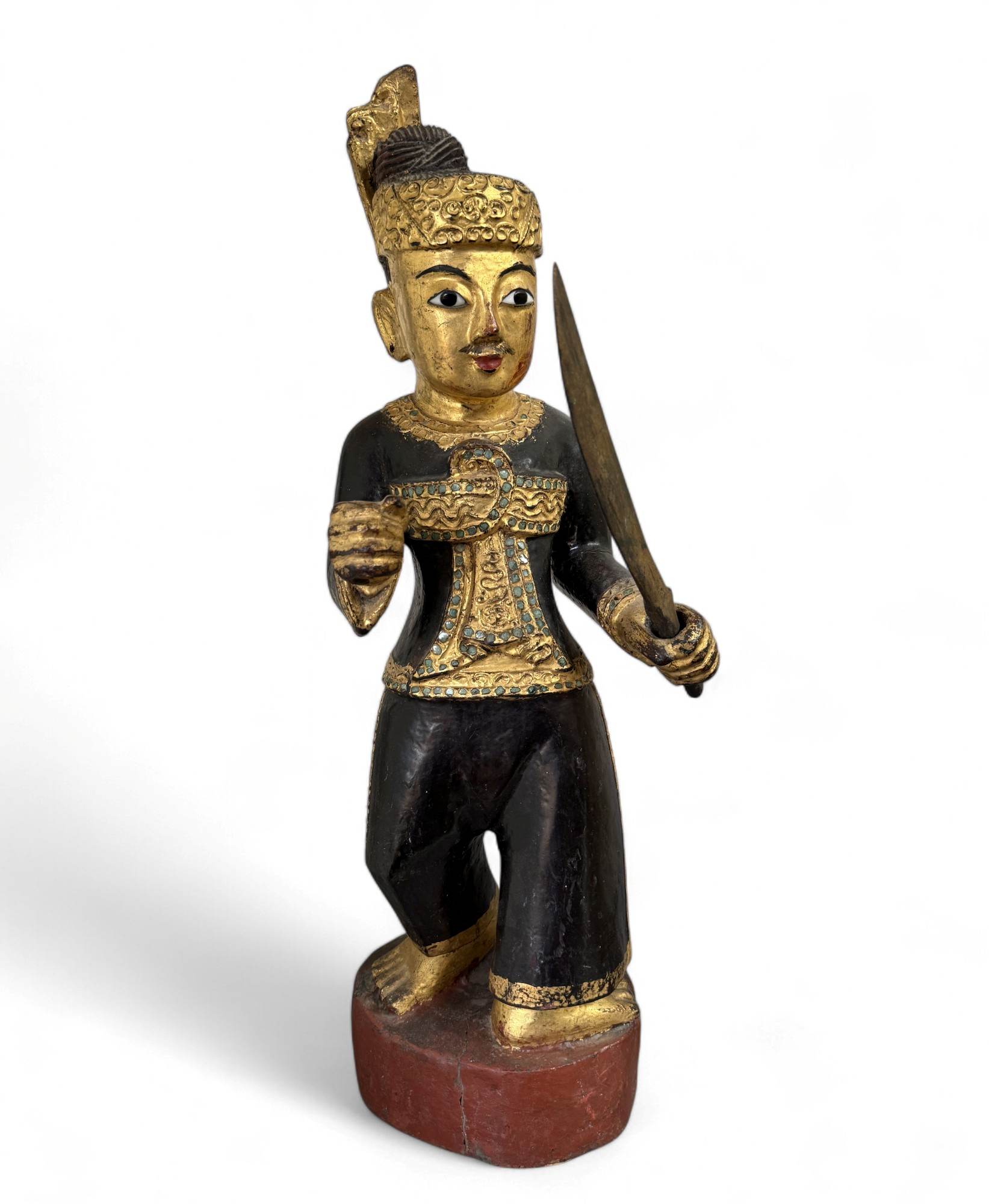 Alte Nat Skulptur aus Birma mit Teilvergoldung - 66 cm groß