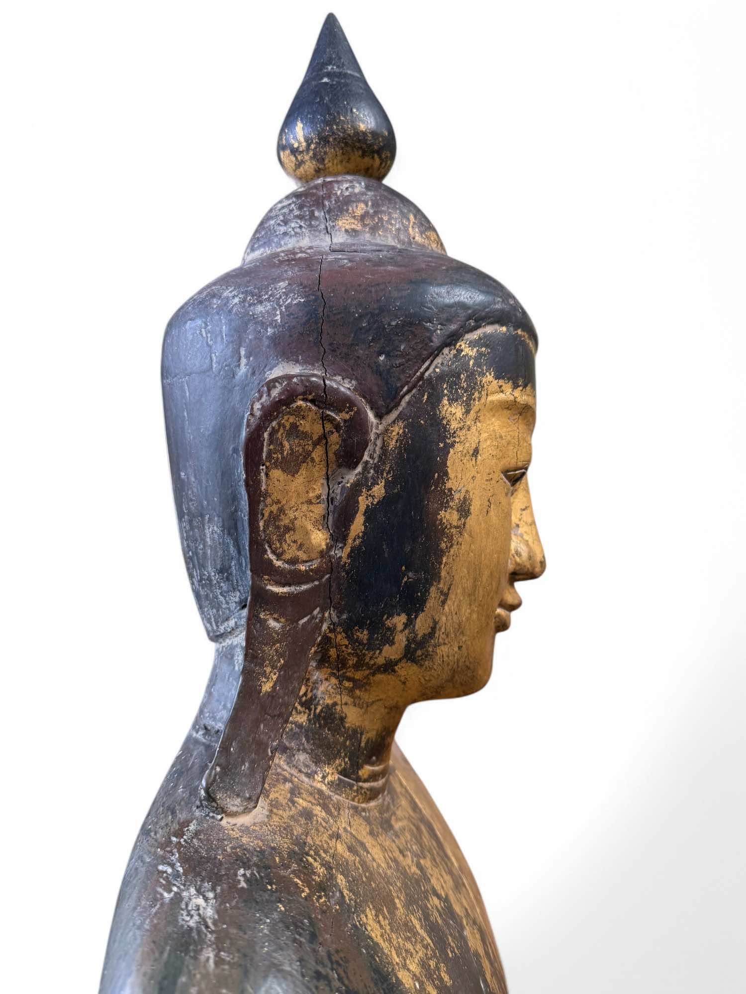 Alte Holz Buddha Statue Mandalay Skulptur Burma, 190 cm groß