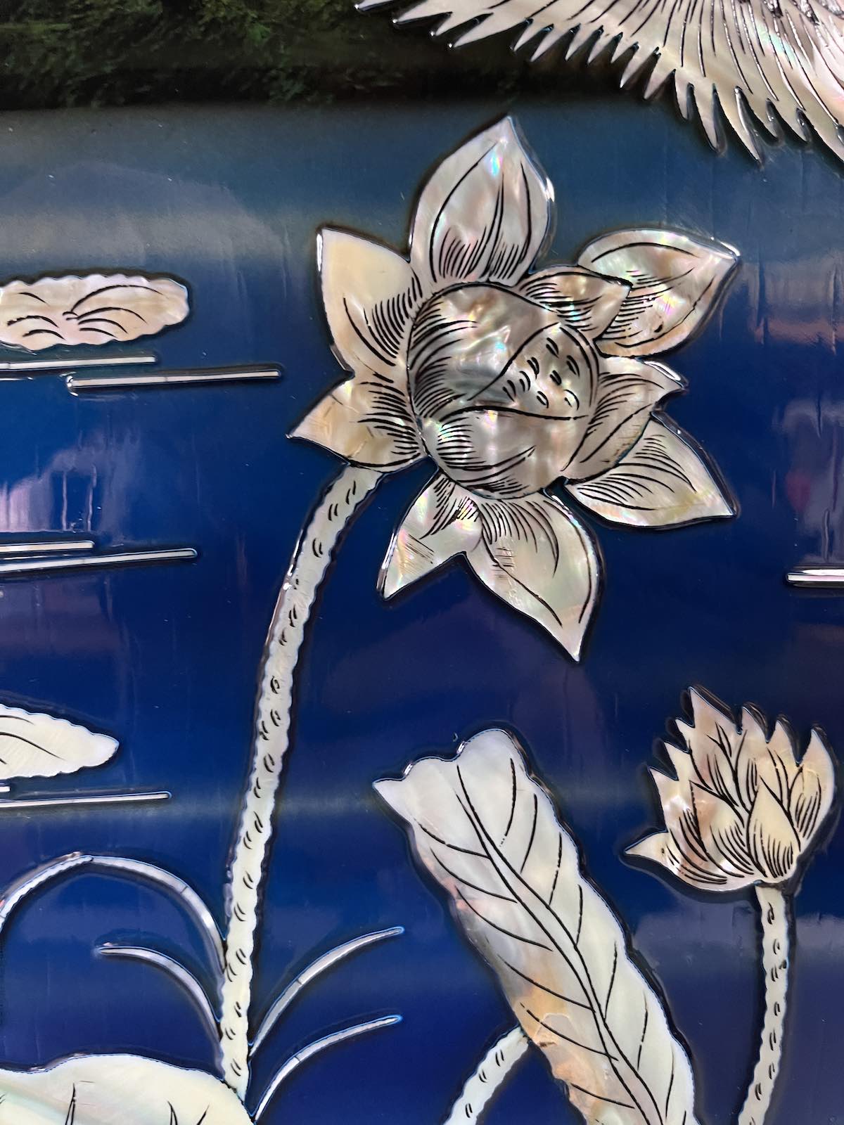 Asiatisches Wandbild Holz Lackbild Perlmutt Wanddeko